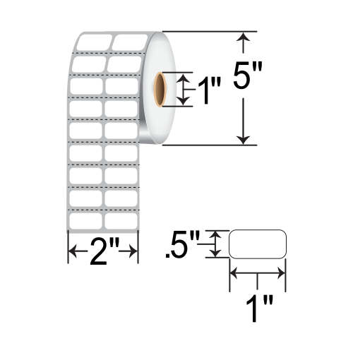 Zebra Z-Ultimate 4000T 1x0.5 Polyester TT Label [Removable, 2up, Perforated] 10023067
