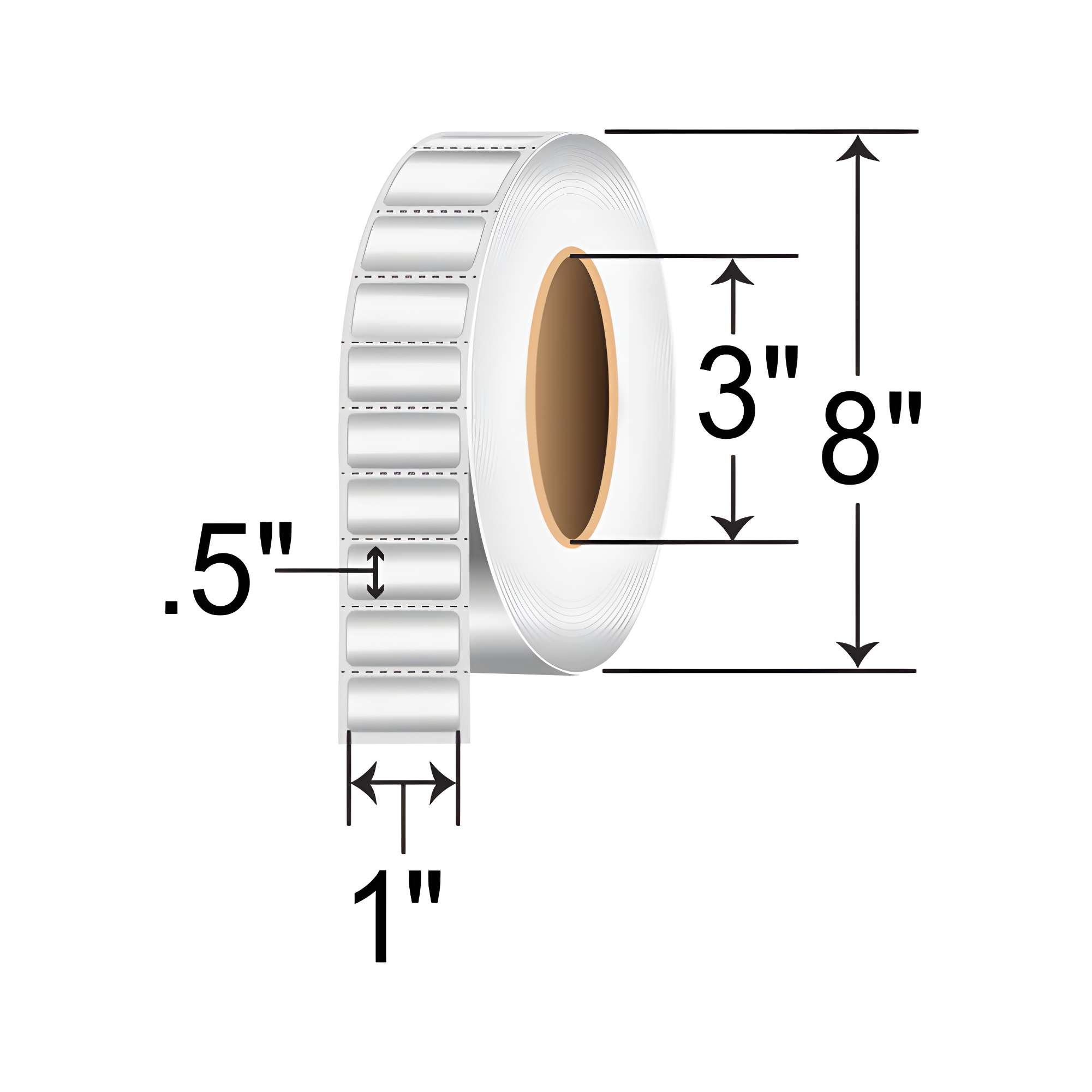 Zebra 8000T 1x0.5 Polyester TT Label [Tamper-Evident, Perforated, Silver] 10022916