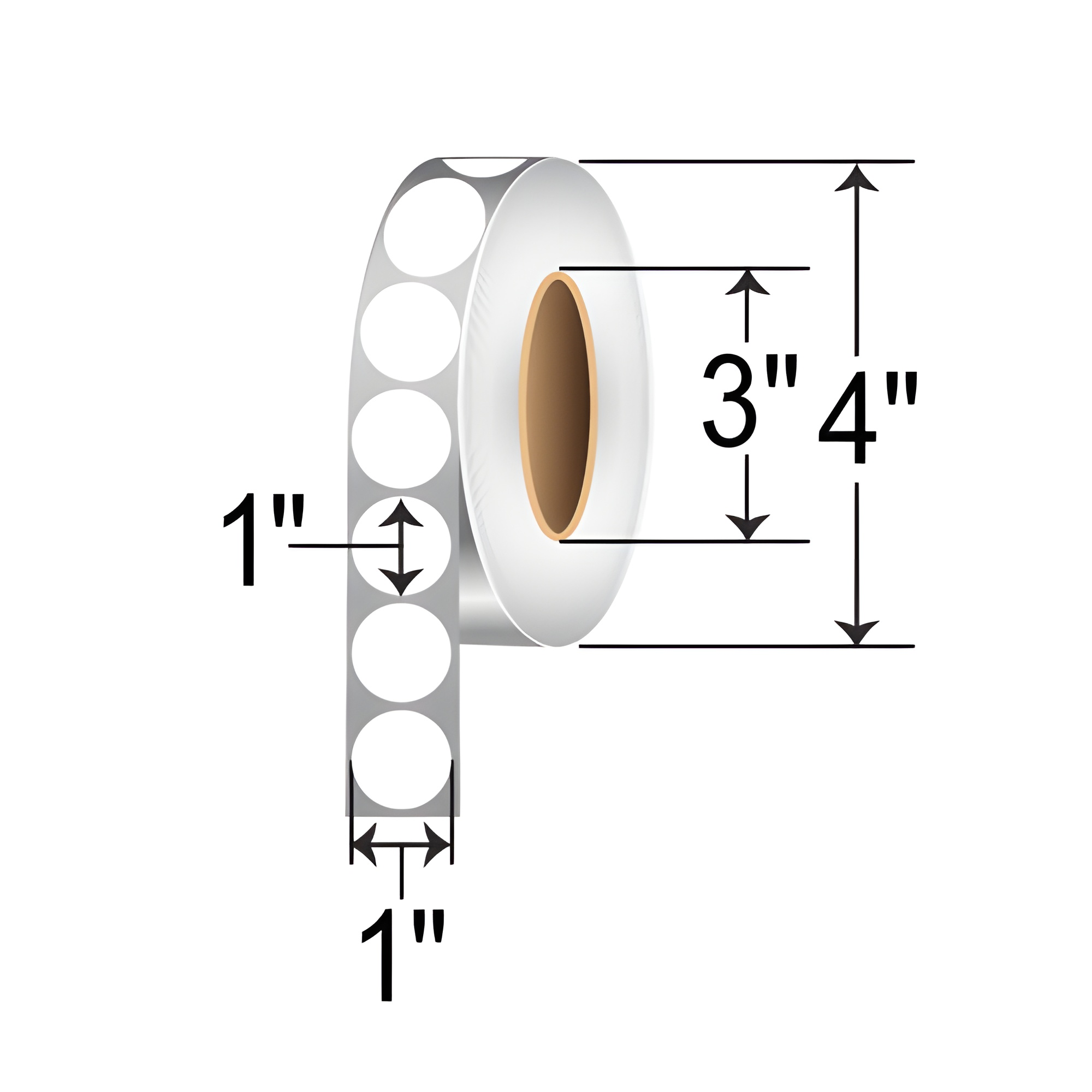 BarcodeFactory 1" Circles - Floodcoated TT Labels [White, Non-Perforated] IT-1-CIR-WH