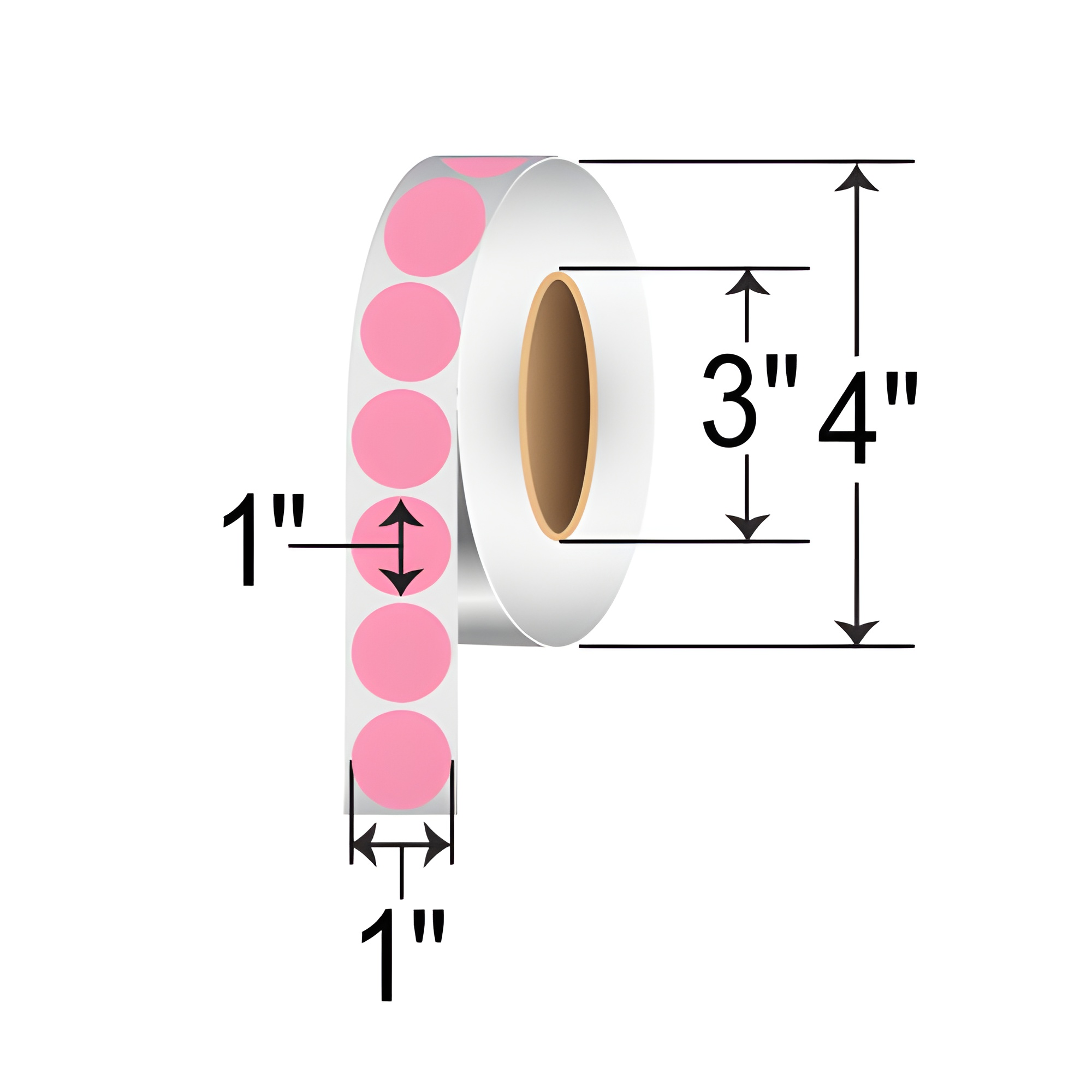 BarcodeFactory 1" Circles - Floodcoated TT Label - [Pink, Non-Perforated] IT-1-CIR-PK