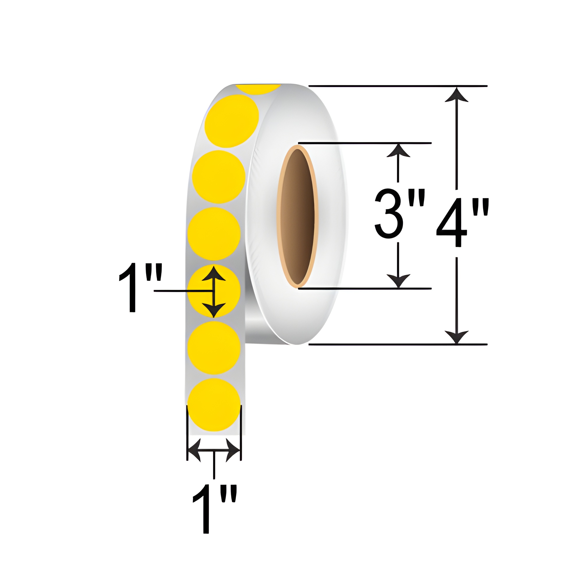 BCF 1" Circles - Floodcoated Thermal Transfer [Yellow, Non-Perforated] IT-1-CIR-YL