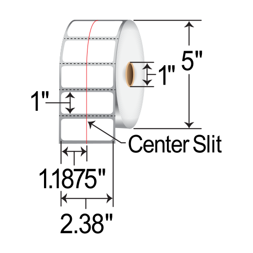 Zebra Z-Select 4000D 2.375x1  DT Label [Premium Top Coated, 2up, Perforated, Slit] 10010050