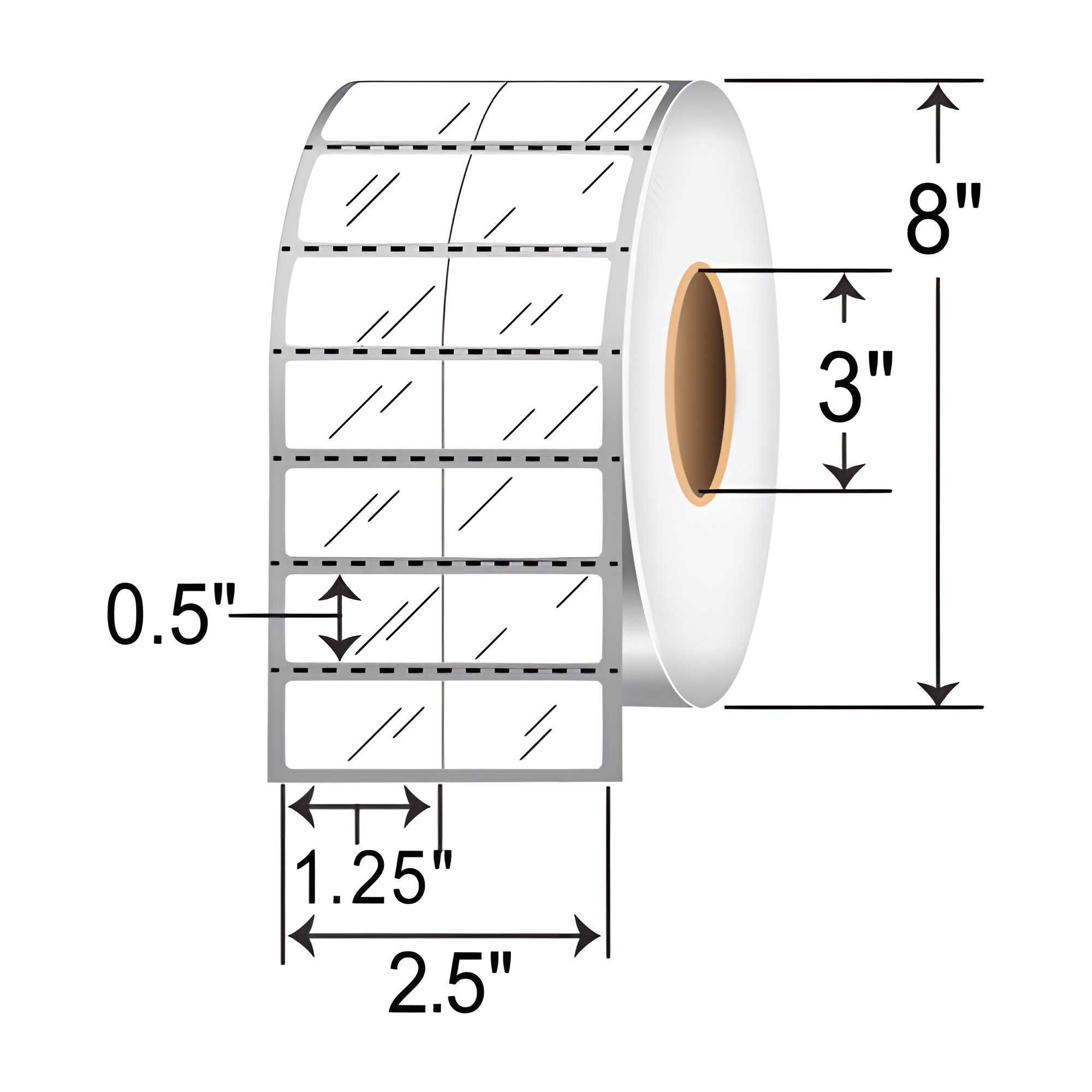 Barcodefactory 2.5x0.5 Polyester TT Label [With Center Slit] 2.5X0.5-PERF-CENTER