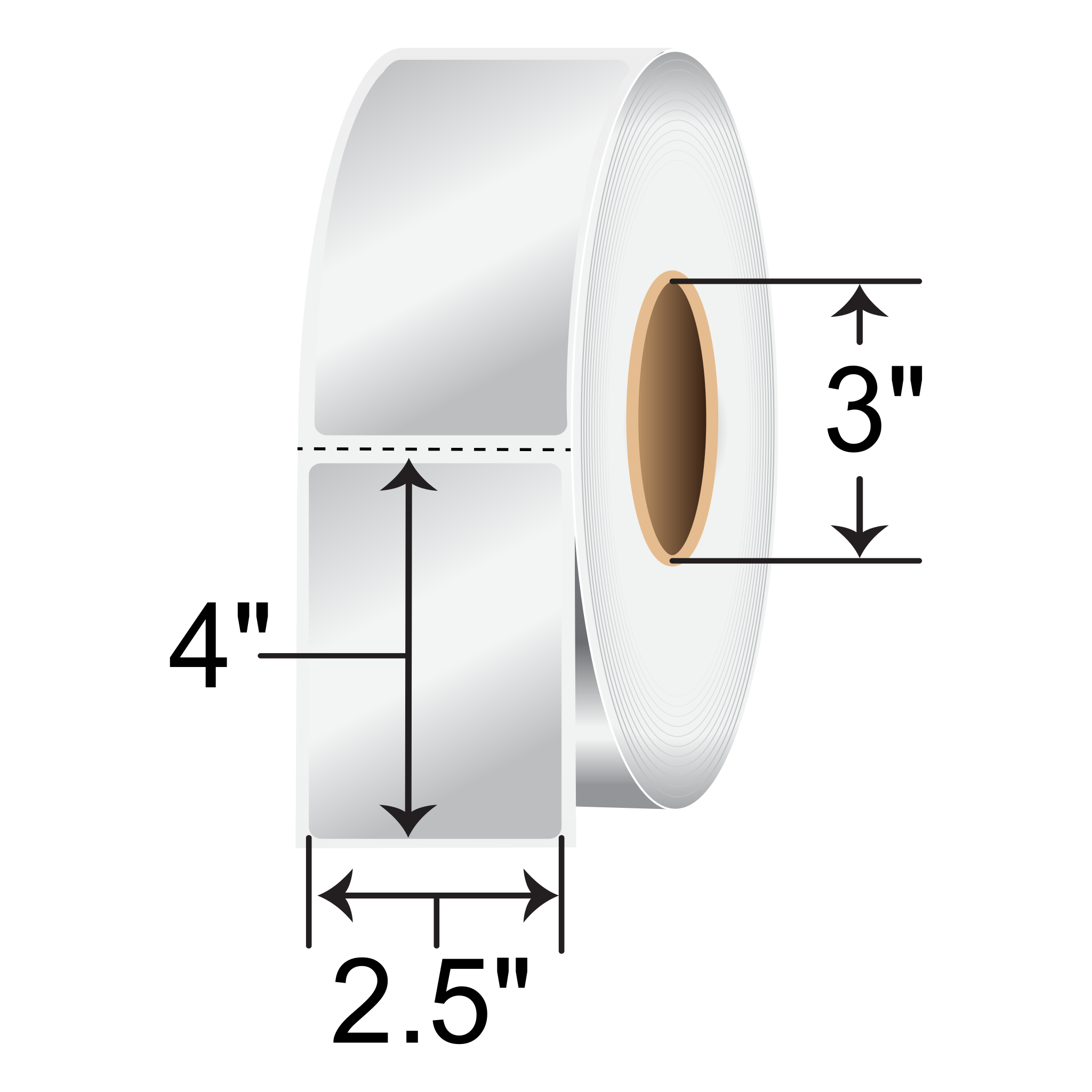 Barcodefactory 2.5x4 Polyester TT Label [Perforated, Silver] BAR-2.5-4-MSIL