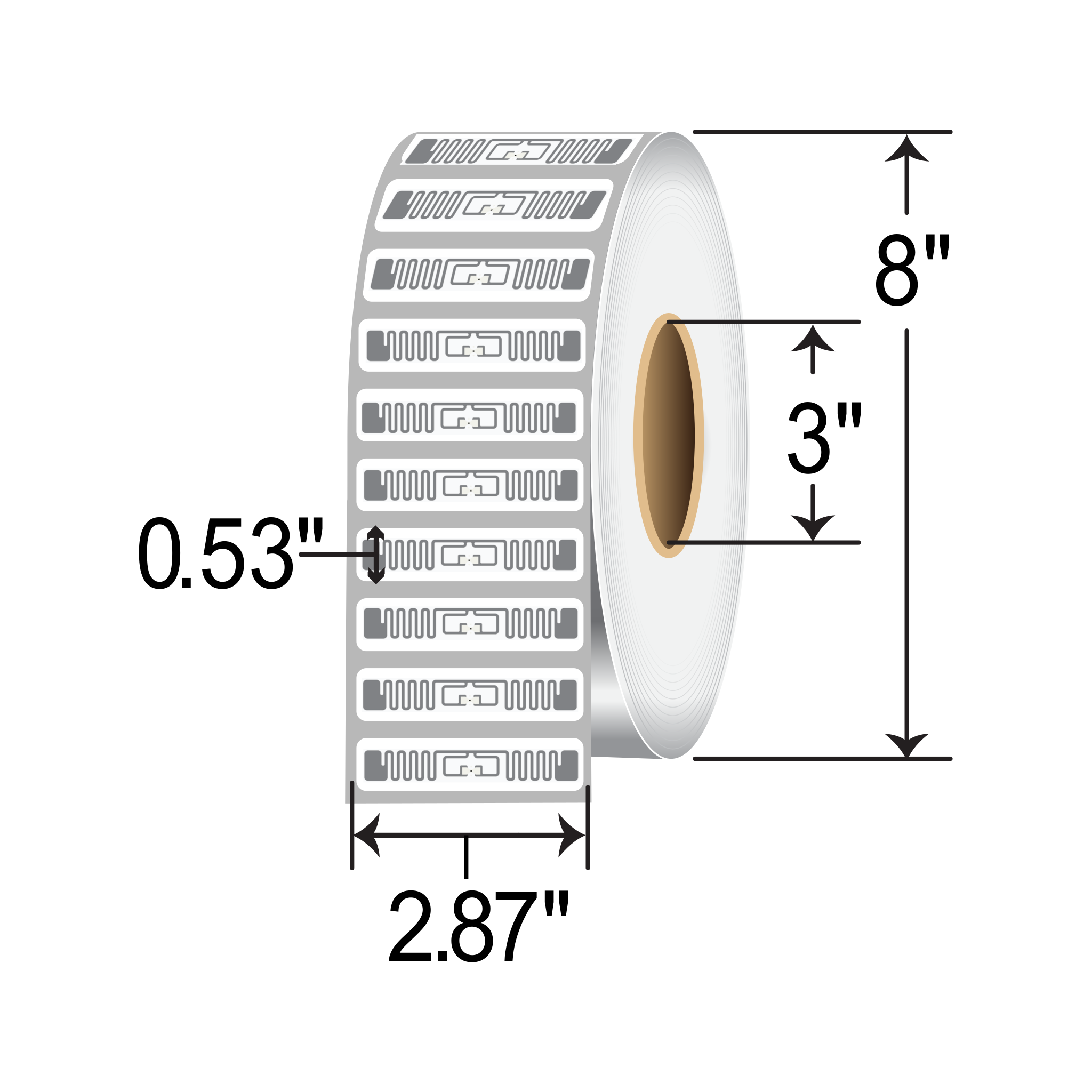 Zebra 2.87x0.53 Thermal Transfer RFID Label [Non-Perforated] 10043602