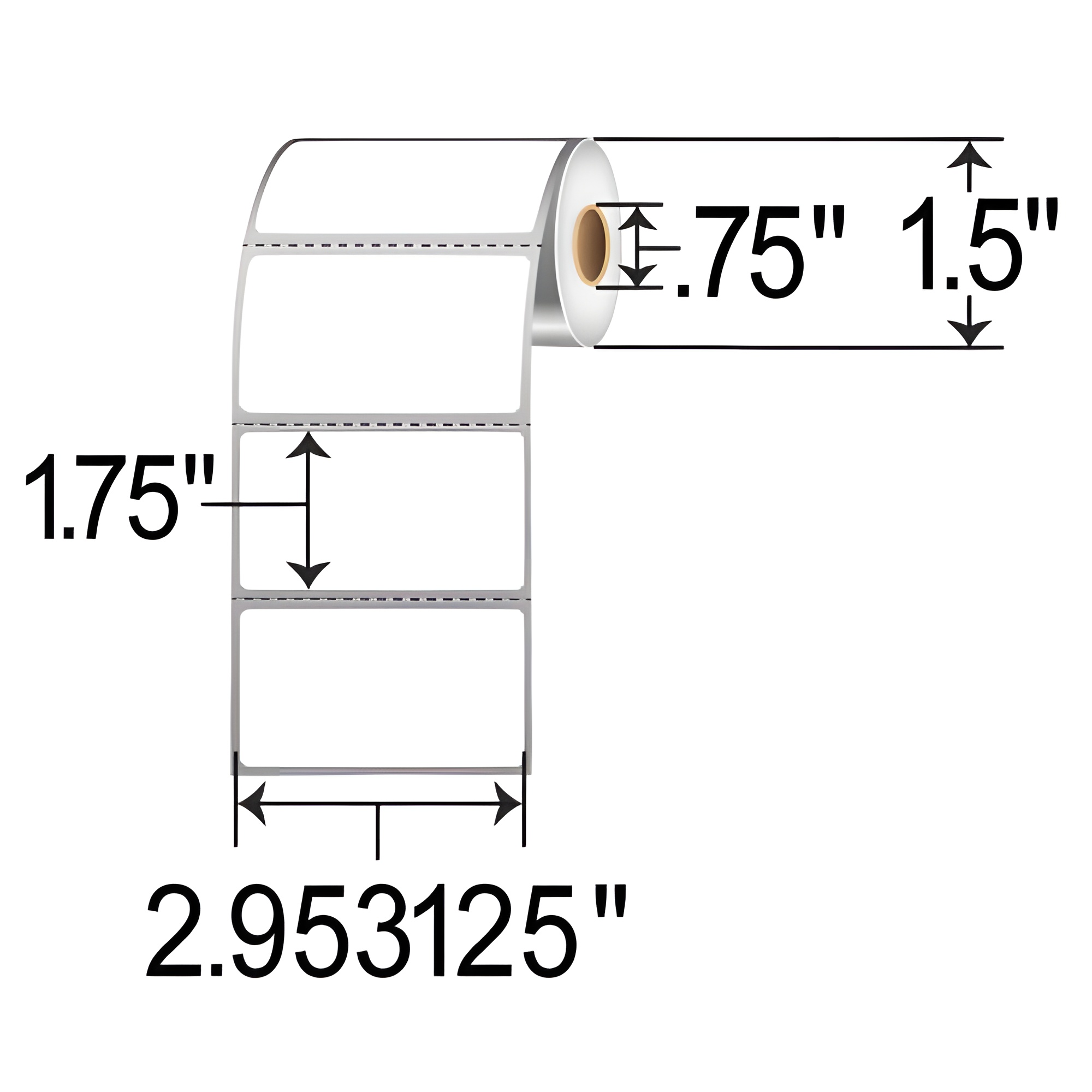 Zebra Z-Perform 1000D 2.953125x1.75  DT Label [Perforated, for Mobile] 10034816