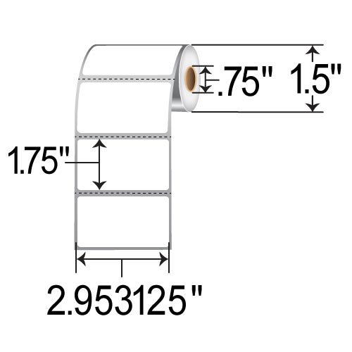 Zebra Z-Perform 1000D 2.953125x1.75  DT Label [Perforated, for Mobile] 10034816