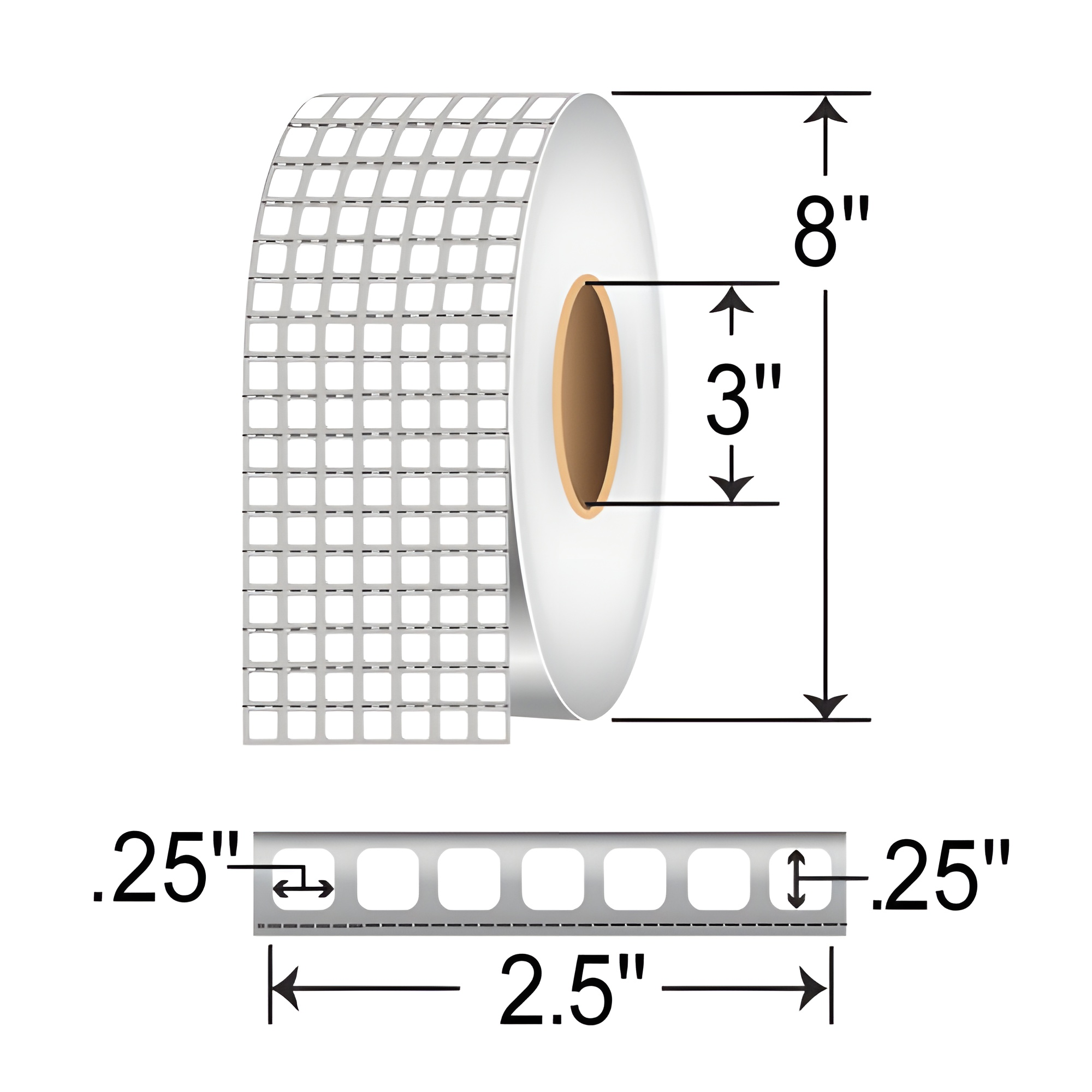 Zebra 3000T 0.25x0.25 Polyimide TT Label [7up, Perforated] 10023217