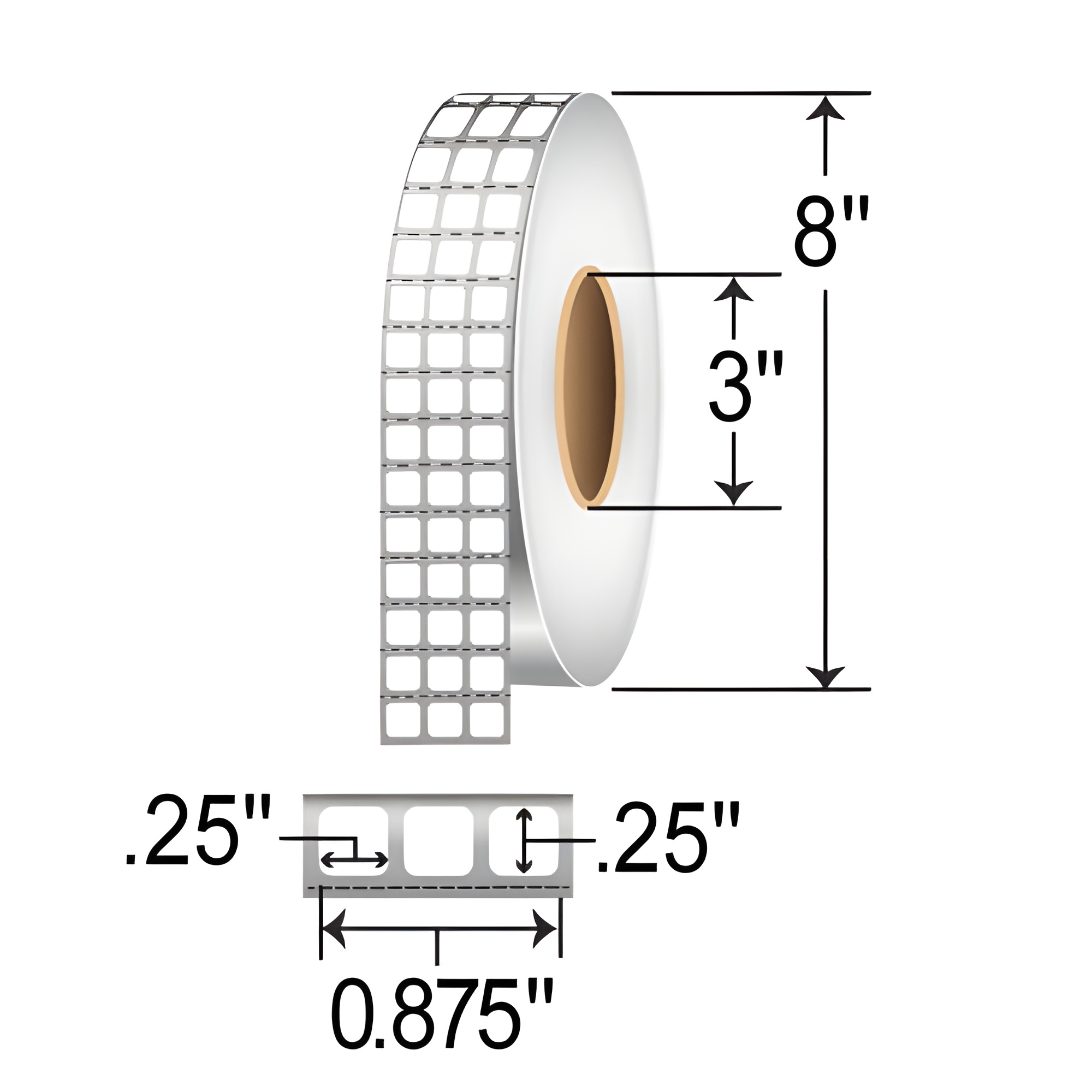 Zebra Z-Ultimate 2000T 0.25x0.25 Polyester TT Label [3up, Perforated] 10011966