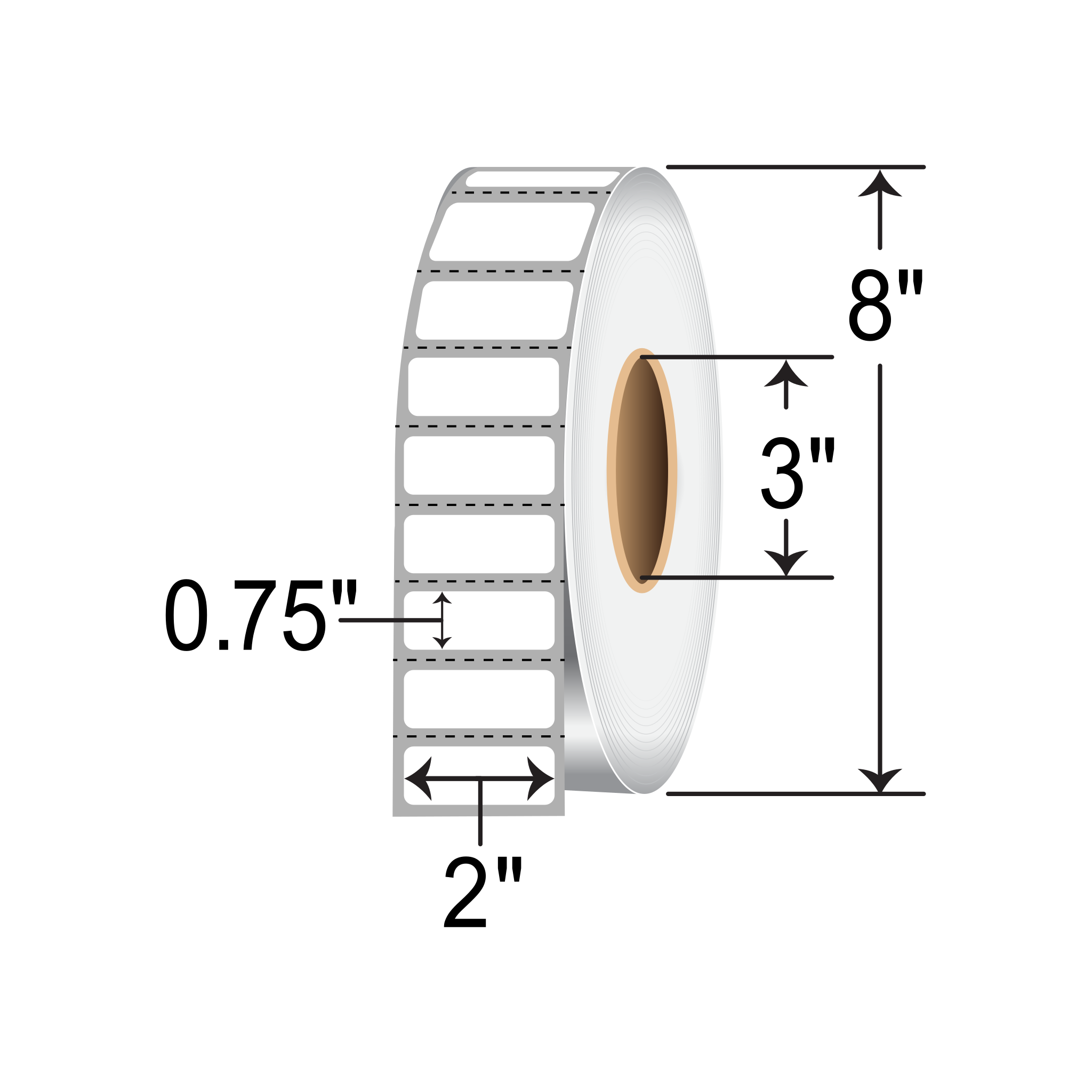 Barcodefactory 2x0.75  DT Label [Perforated] 2X.75-DT-3-BAR