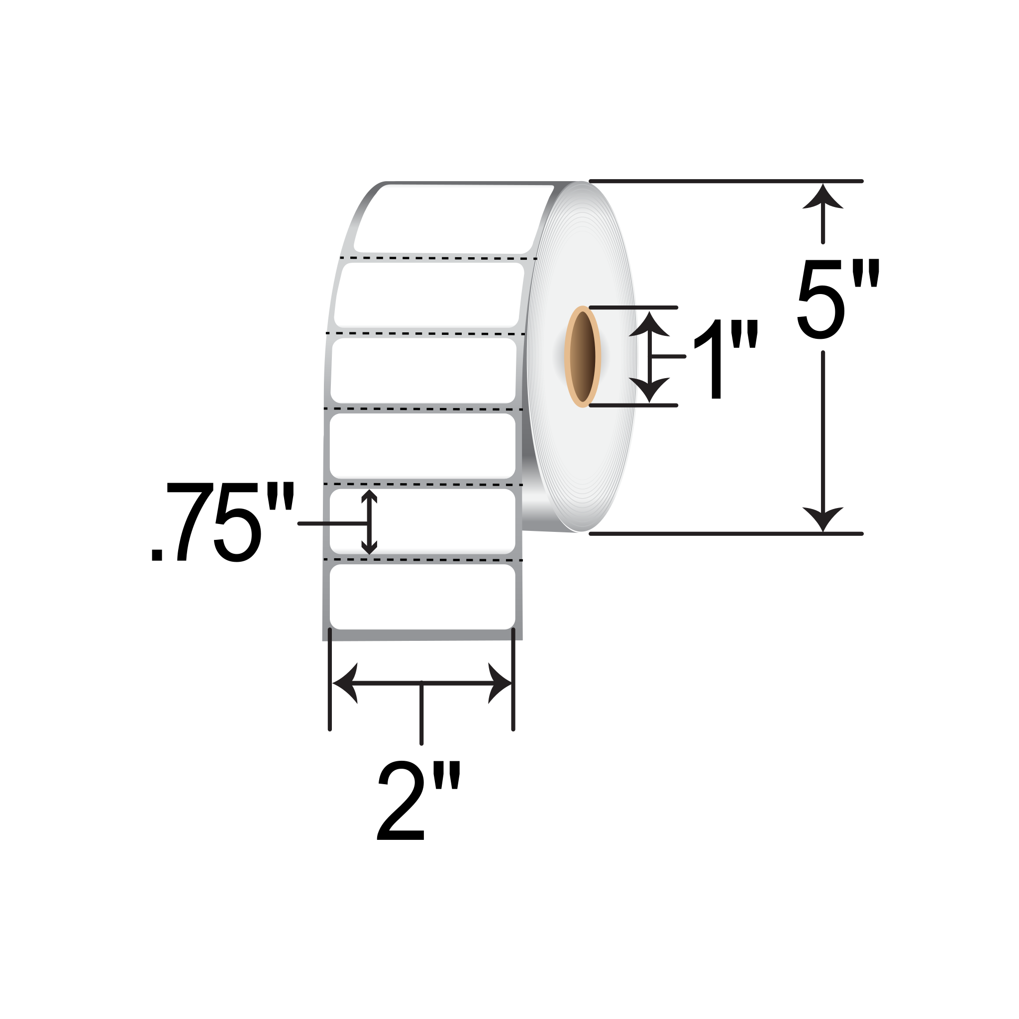 TH275-1PTTPOLY - Barcodefactory 2x0.75 Polyester TT Label [Perforated]