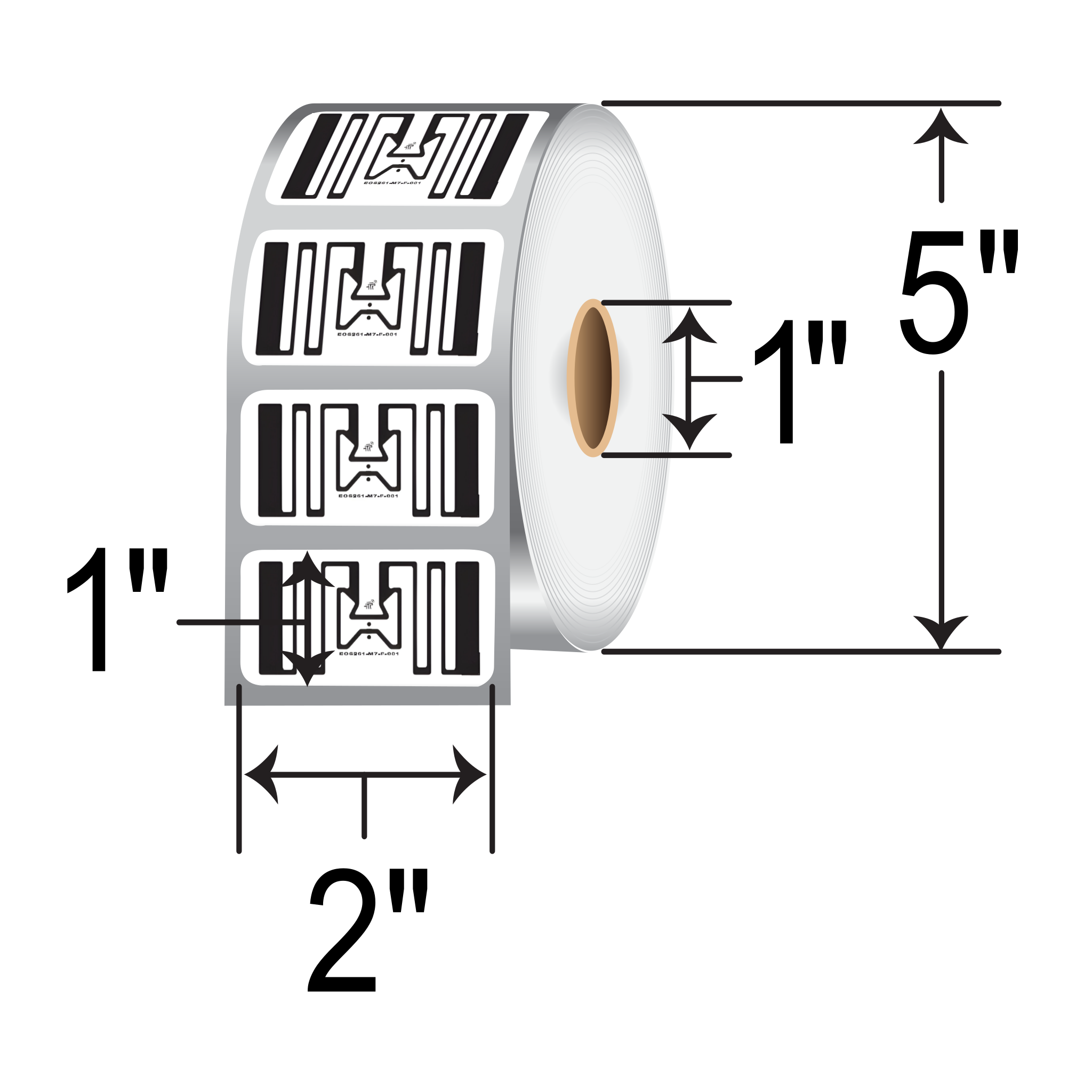 BarcodeFactory 2x1 ARC Certified RFID Label [EOS-261 (M730), Blank, Non-Perforated] 2X1-TT-RFID-1