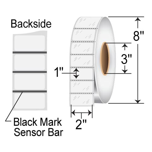 BCF 2 x 1 Gap Sensing Thermal Transfer Label BAR-2-1-CLEAR