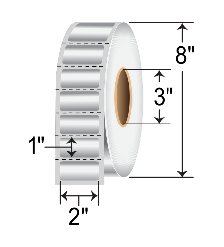 Zebra Z-Ultimate 4000T 2x1 Polyester TT Label [Ultra Aggressive, Perforated, Silver] 10023156