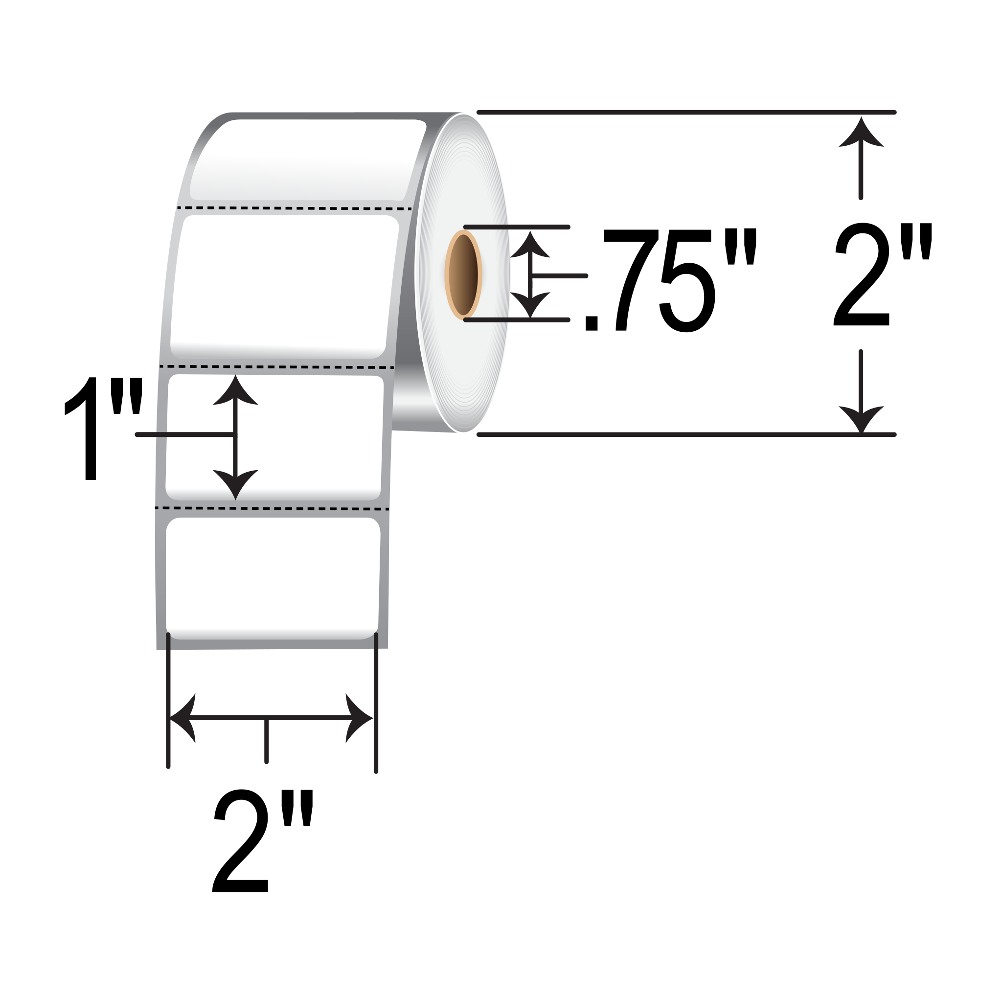 Zebra PolyPro 3000D 2x1 Polypropylene DT Label [Premium Top Coated, Perforated] ZIPPPM10045875