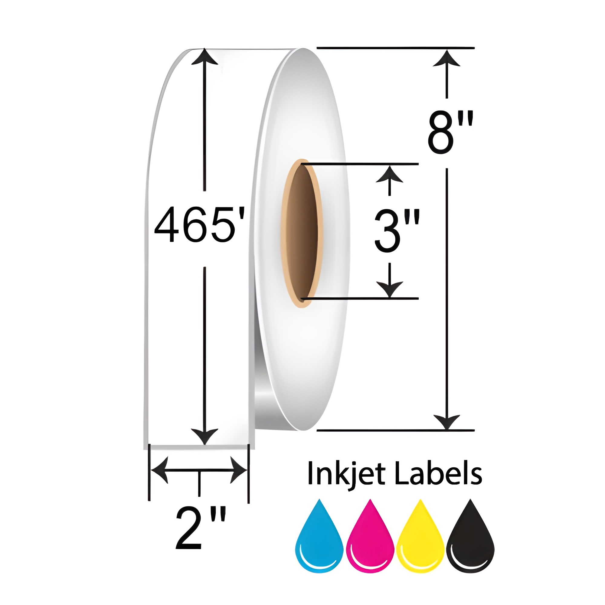 BarcodeFactory 2x465' Matte Inkjet Film Labels [Freezer] L-IJ-BK2465CR-38