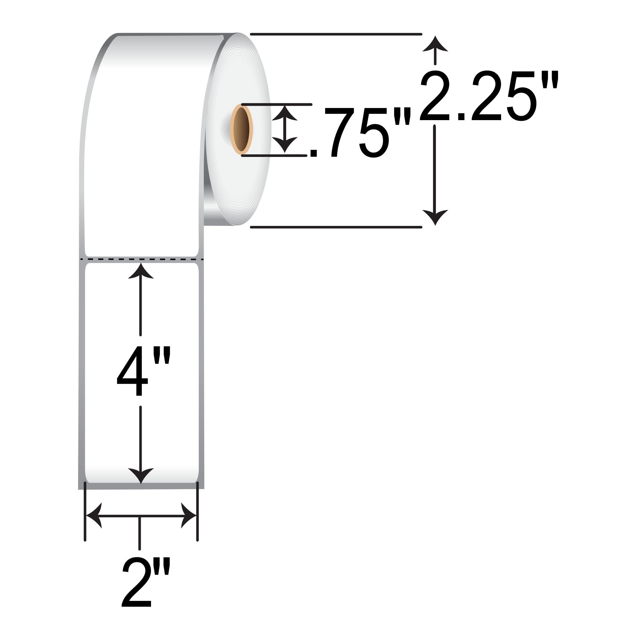 Barcodefactory 2x4  DT Label [Premium Top Coated, Perforated, for Mobile] E24612-BAR-EA
