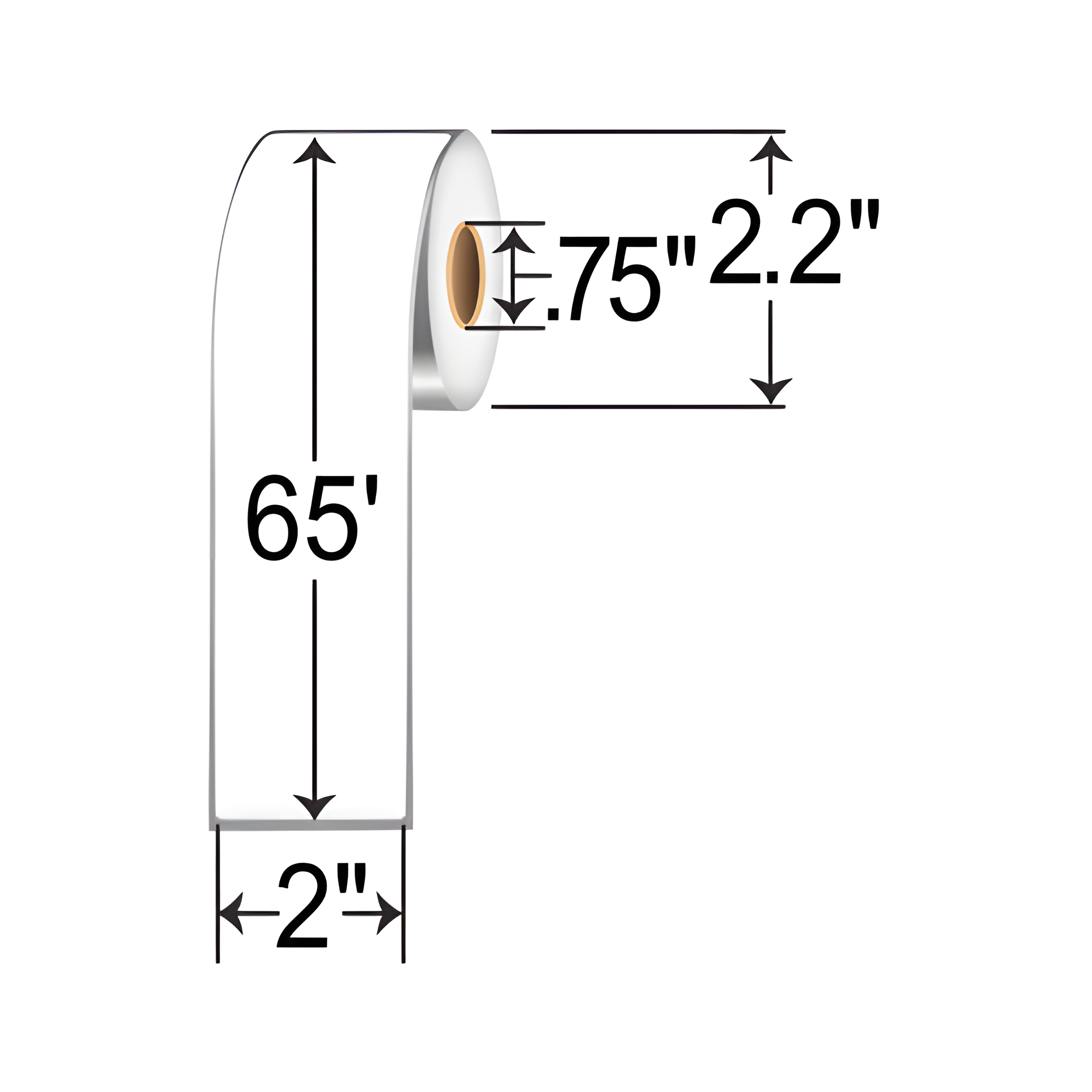 Zebra 8000D 2x65'  DT Label [Premium Top Coated, Perforated] LD-R2LS5W