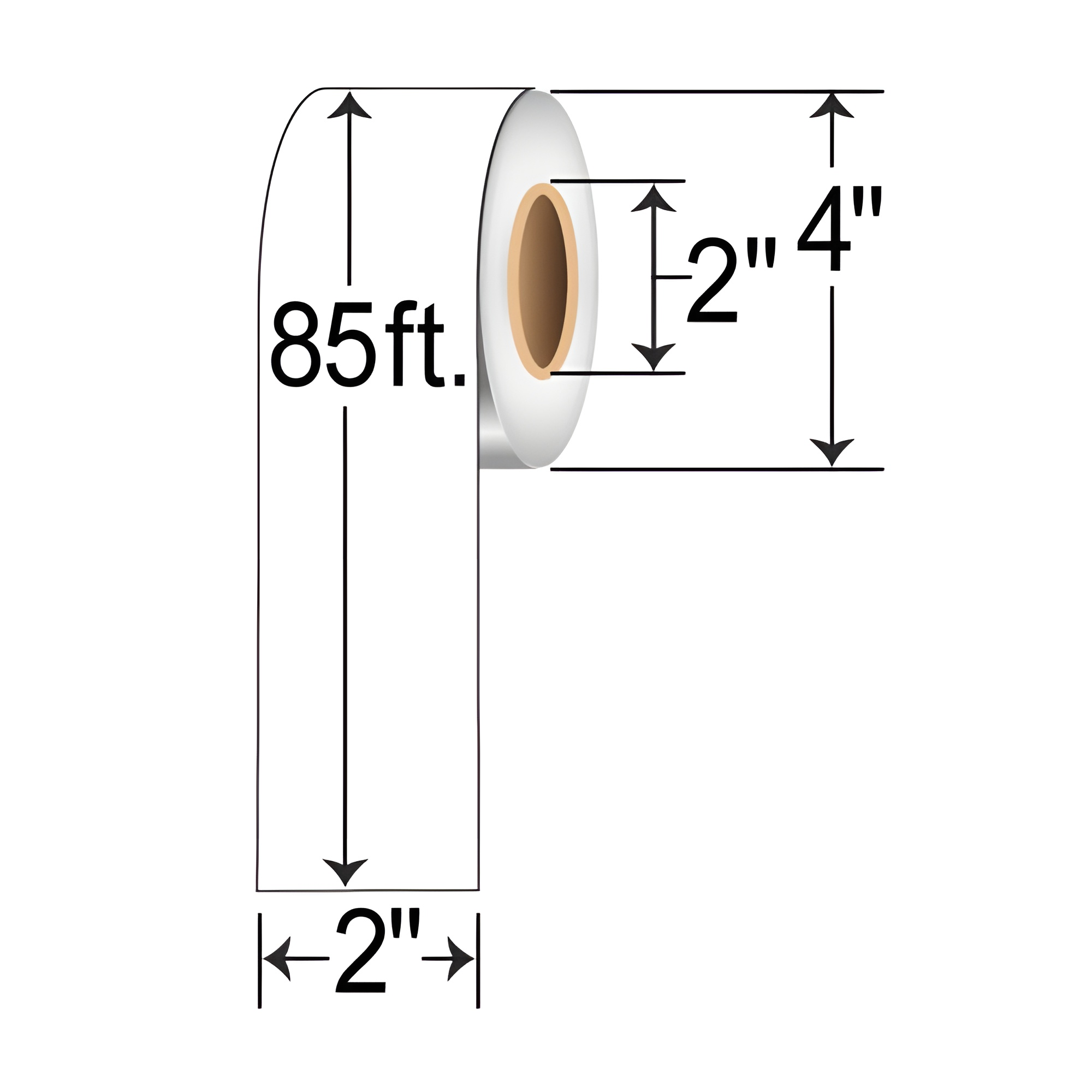 BarcodeFactory 2"x85' Continuous Inkjet Label [Non-Perforated] L-IJ-MP21285-2