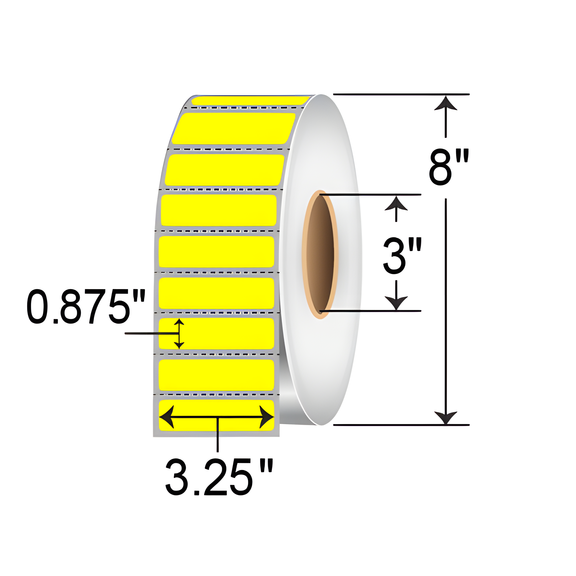 Barcodefactory 3.25x0.875 Polypropylene TT Label [Perforated, Yellow] 3.25-YEL-3