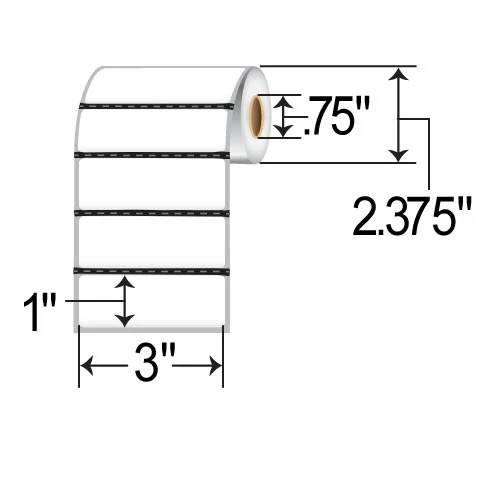 Barcodefactory 3x1  DT Label [Premium Top Coated, Perforated, for Mobile, Black Mark Sensing] 510702