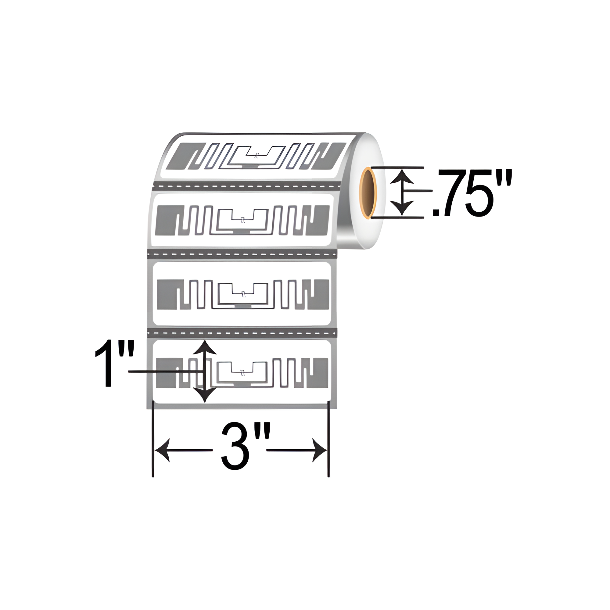 Zebra 3 x 1 Direct Thermal RFID Labels [Non-Perforated] 10039020