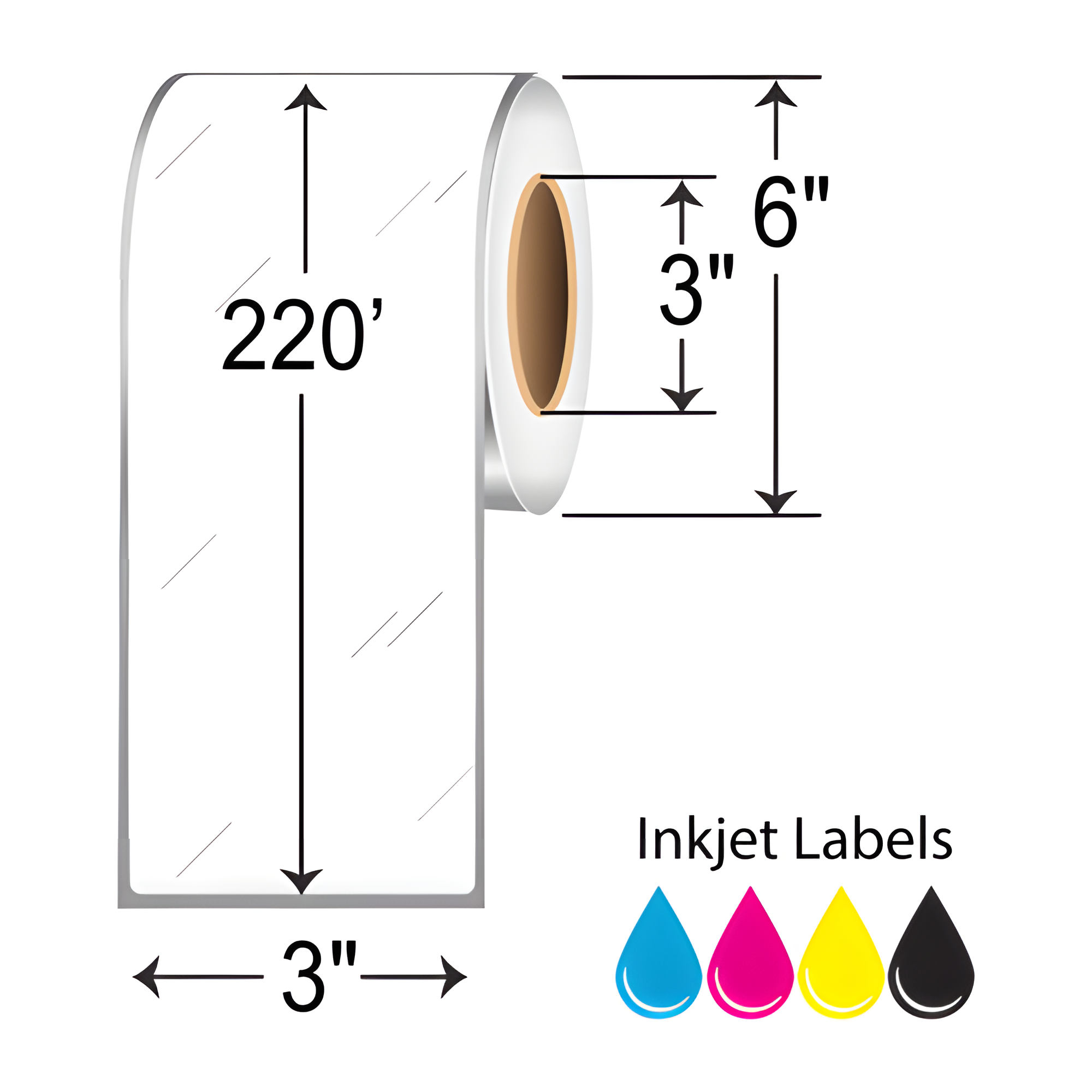 BarcodeFactory 3x220 Inkjet Paper Label RIJG-3-220-1-3