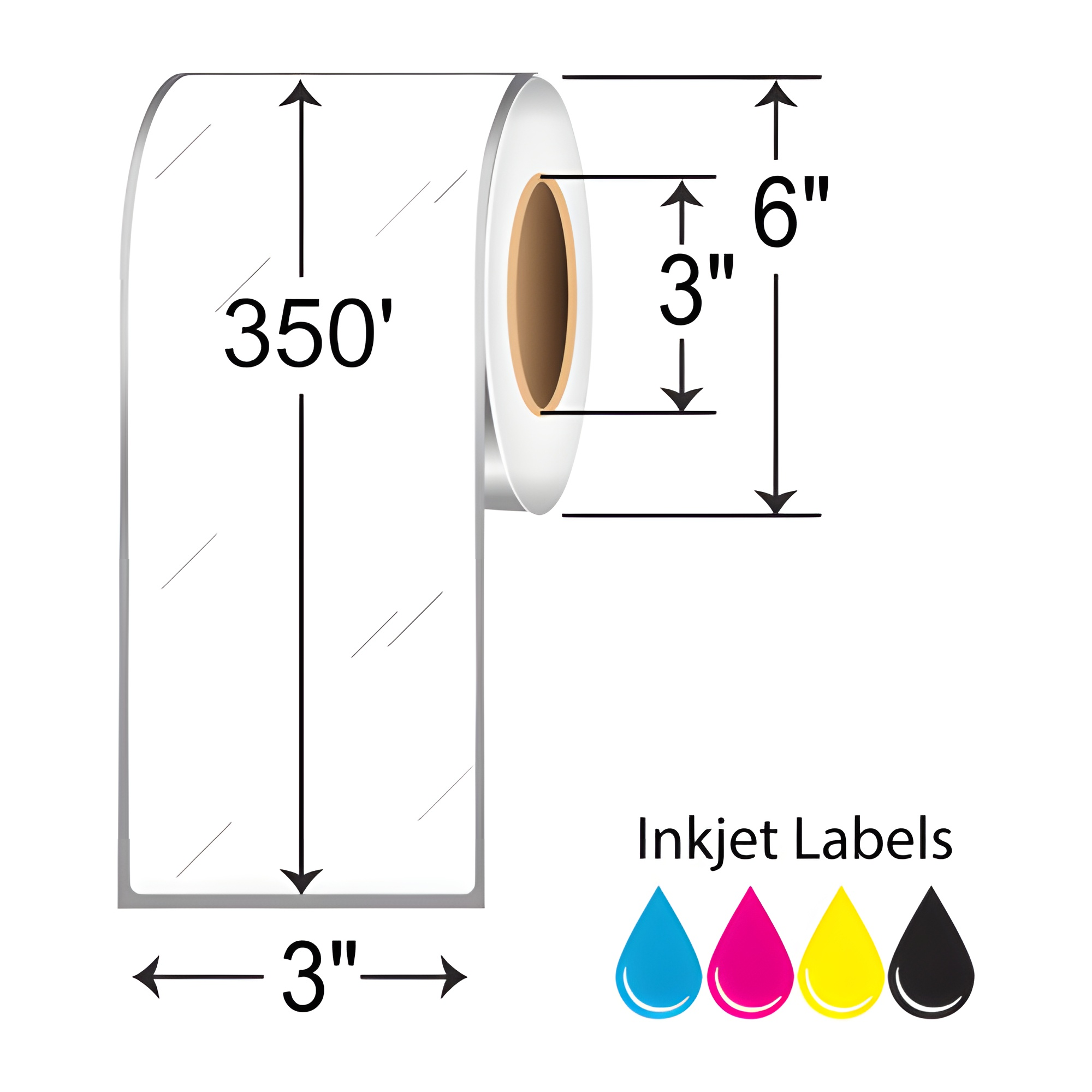 BarcodeFactory 3x350' Inkjet High-Gloss Film Label L-IJ-GF3350CR-36