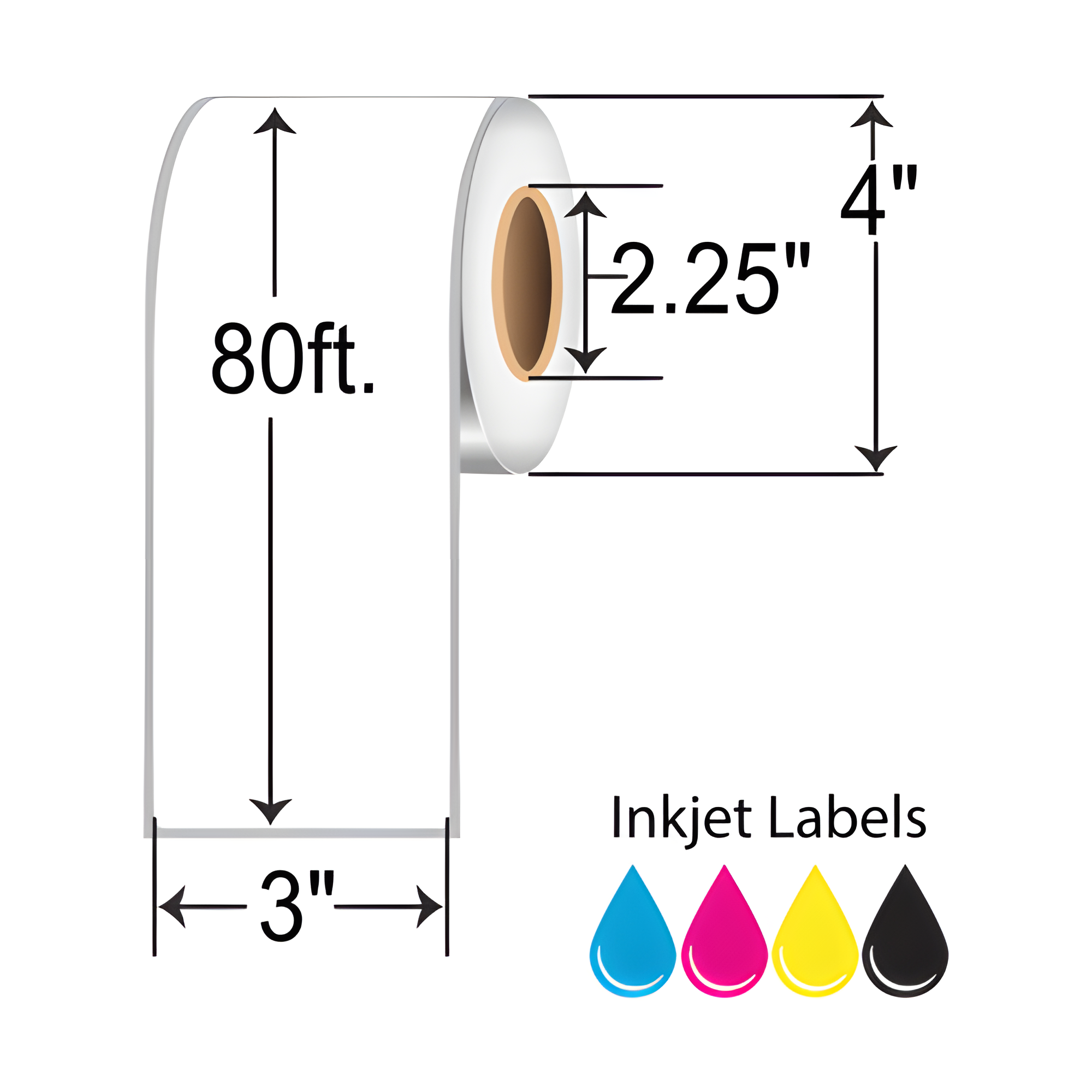 BarcodeFactory 3x80' Continuous Matte Poly Inkjet Label IMPP-3-80-12-225