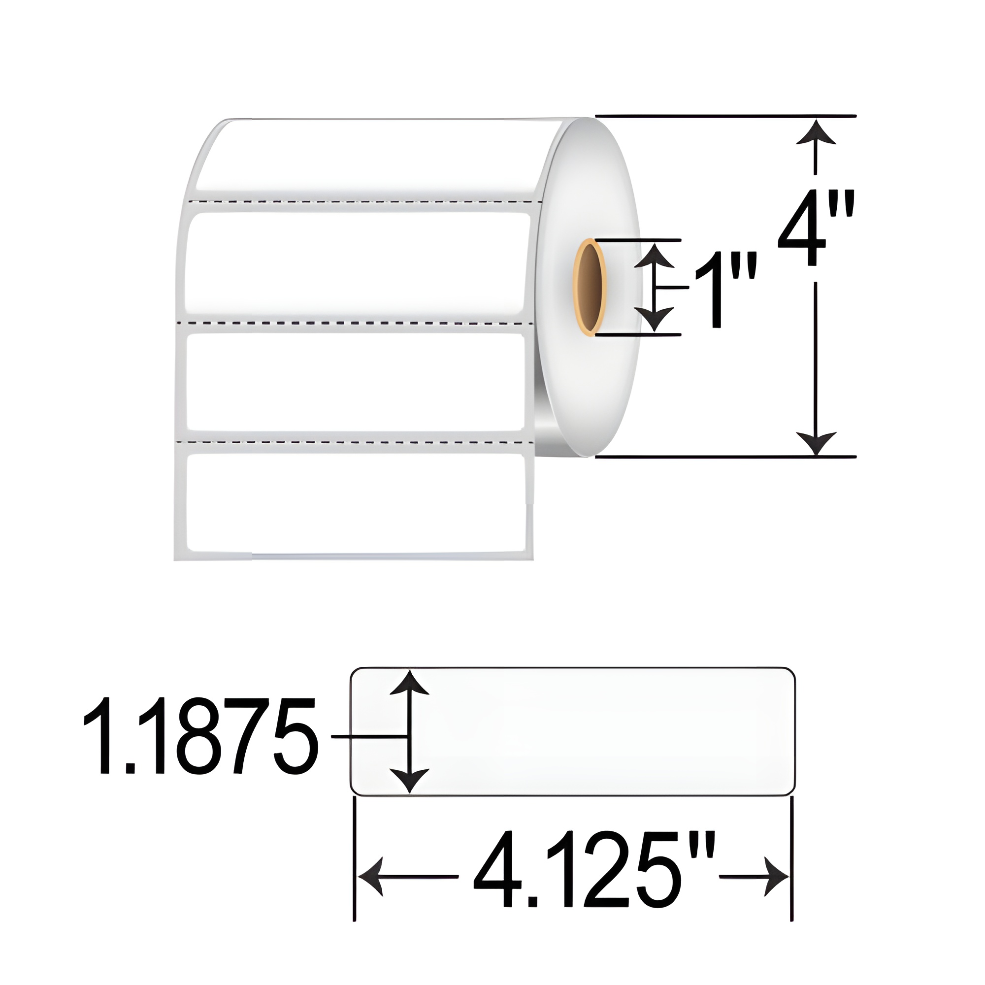 Zebra 8000D 4.125x1.1875  DT Label [Premium Top Coated, Perforated, MISYS/Sunquest Certified] 10012148