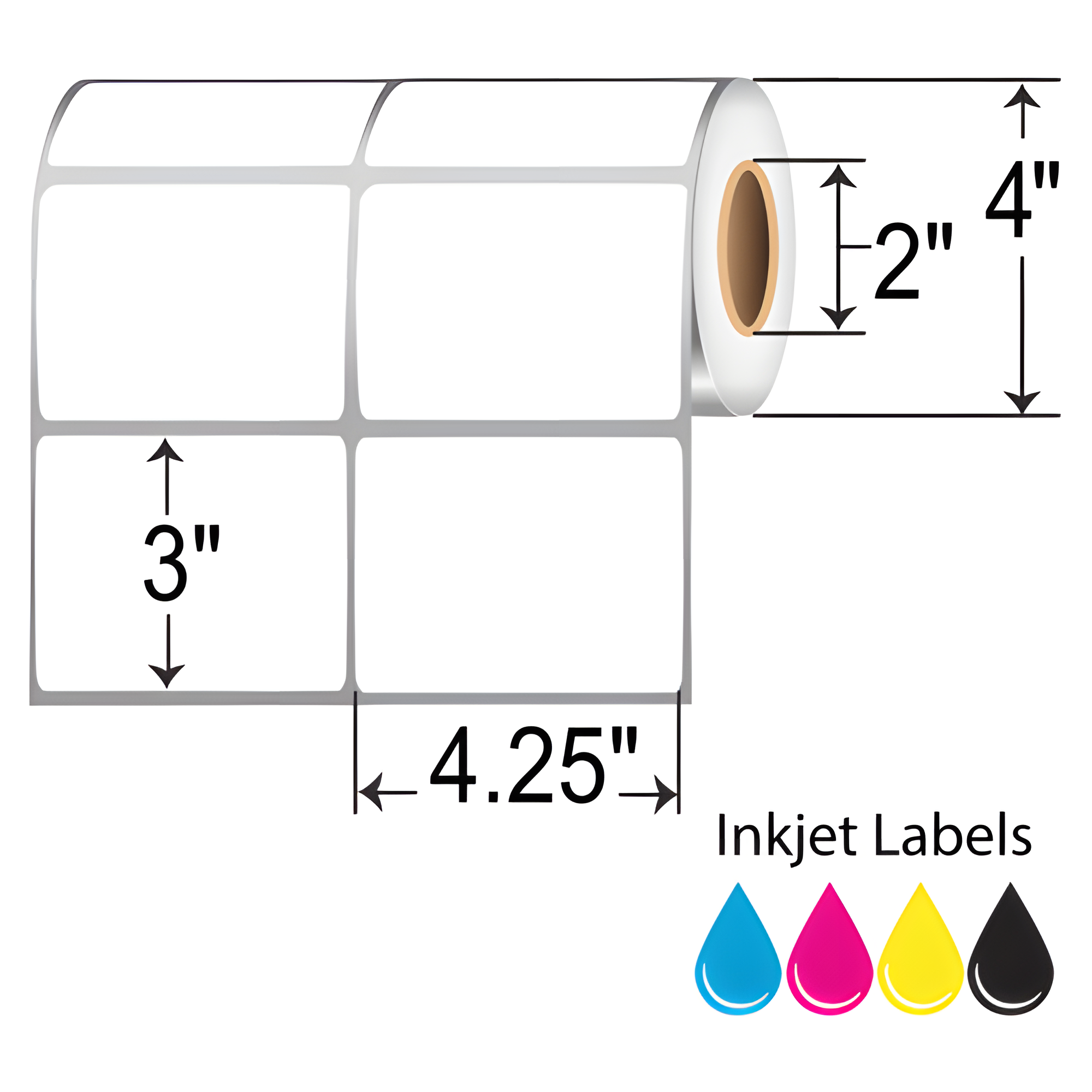 Barcodefactory 4.25x3 Matte Film Inkjet Label [Non-Perforated, Freezer] L-IJ-BK43395R-24