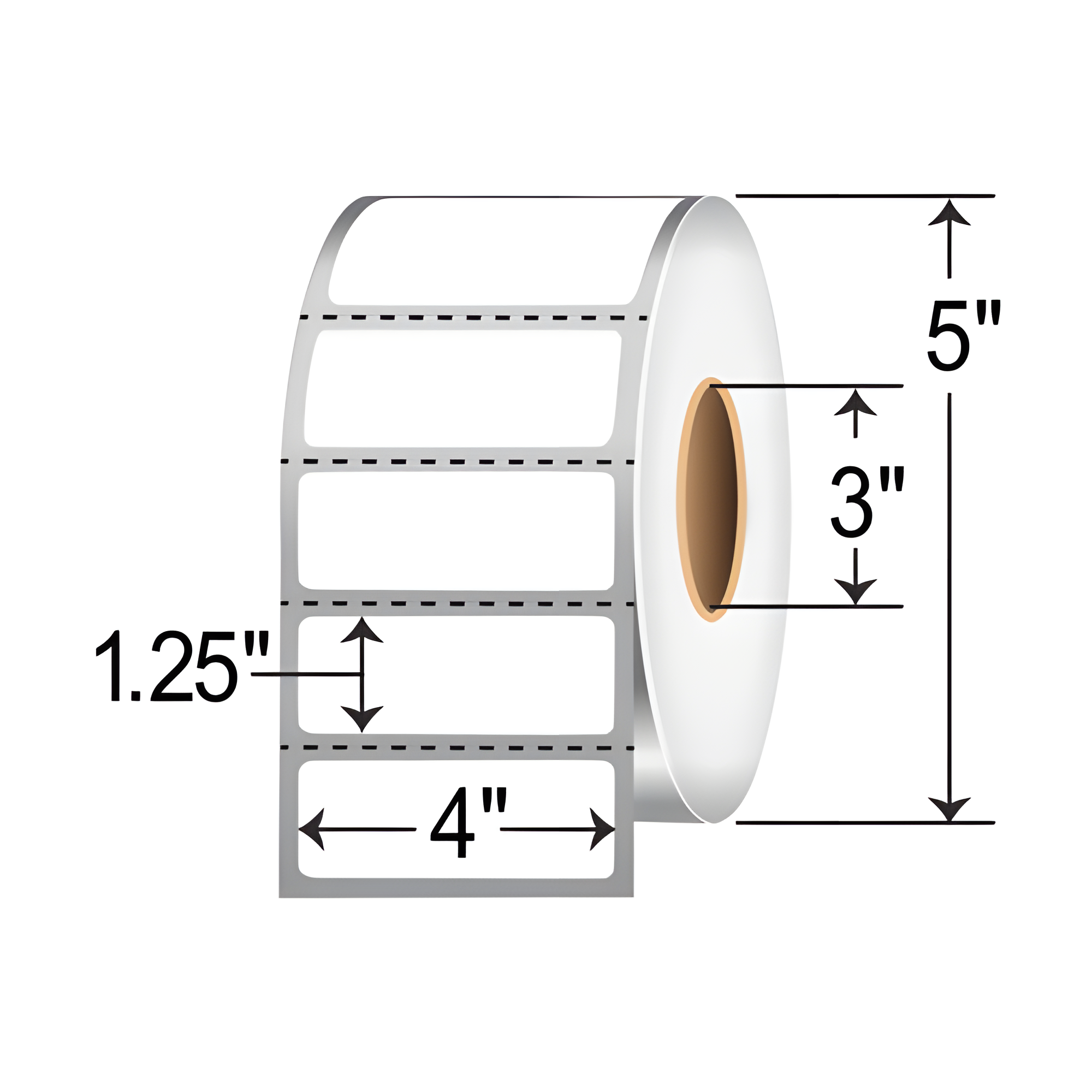 Zebra 8000D 4x1.25  DT Label [Premium Top Coated, Perforated] 10025356