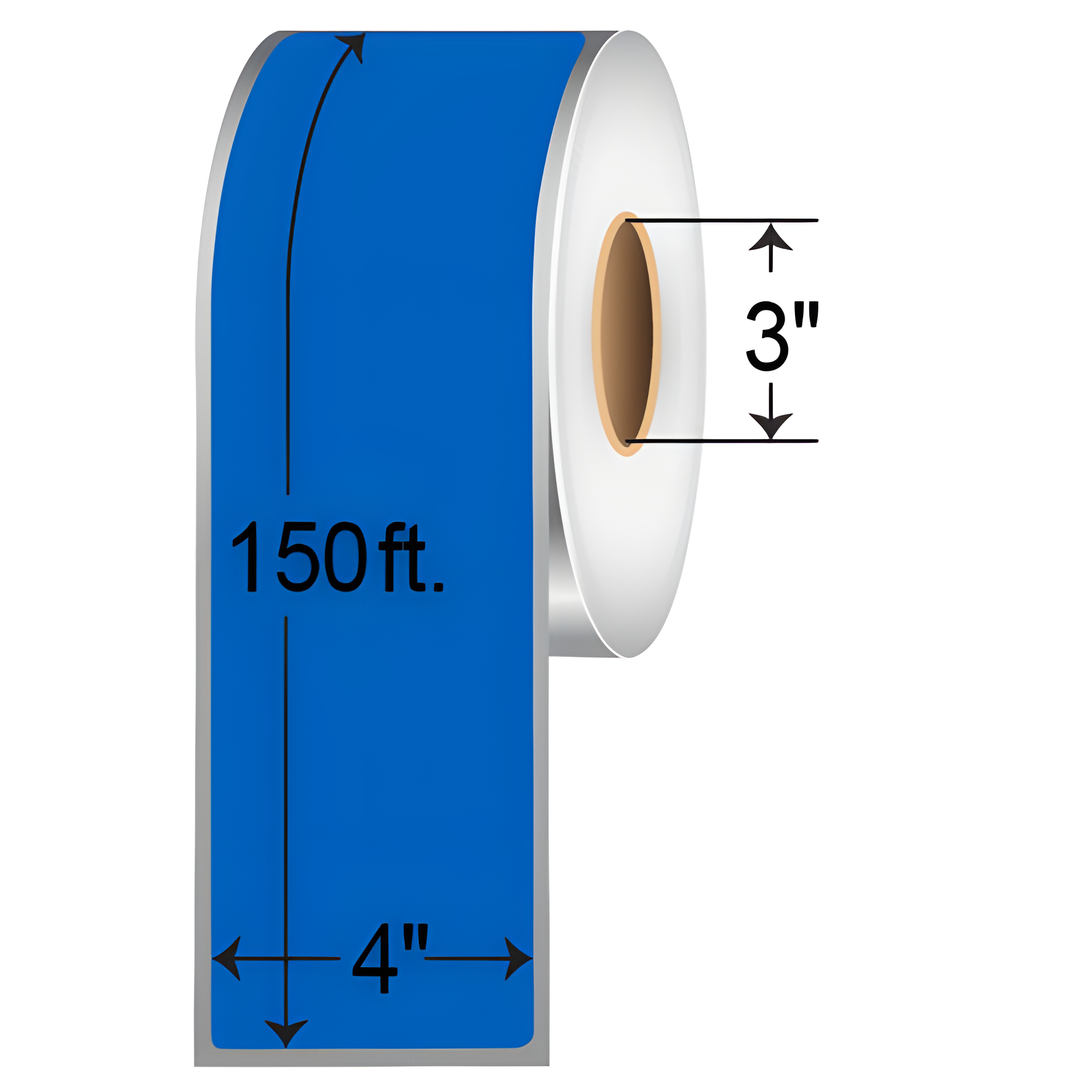 BarcodeFactory 4x150' Blue TT Pipe Labels 4X150-BLUE