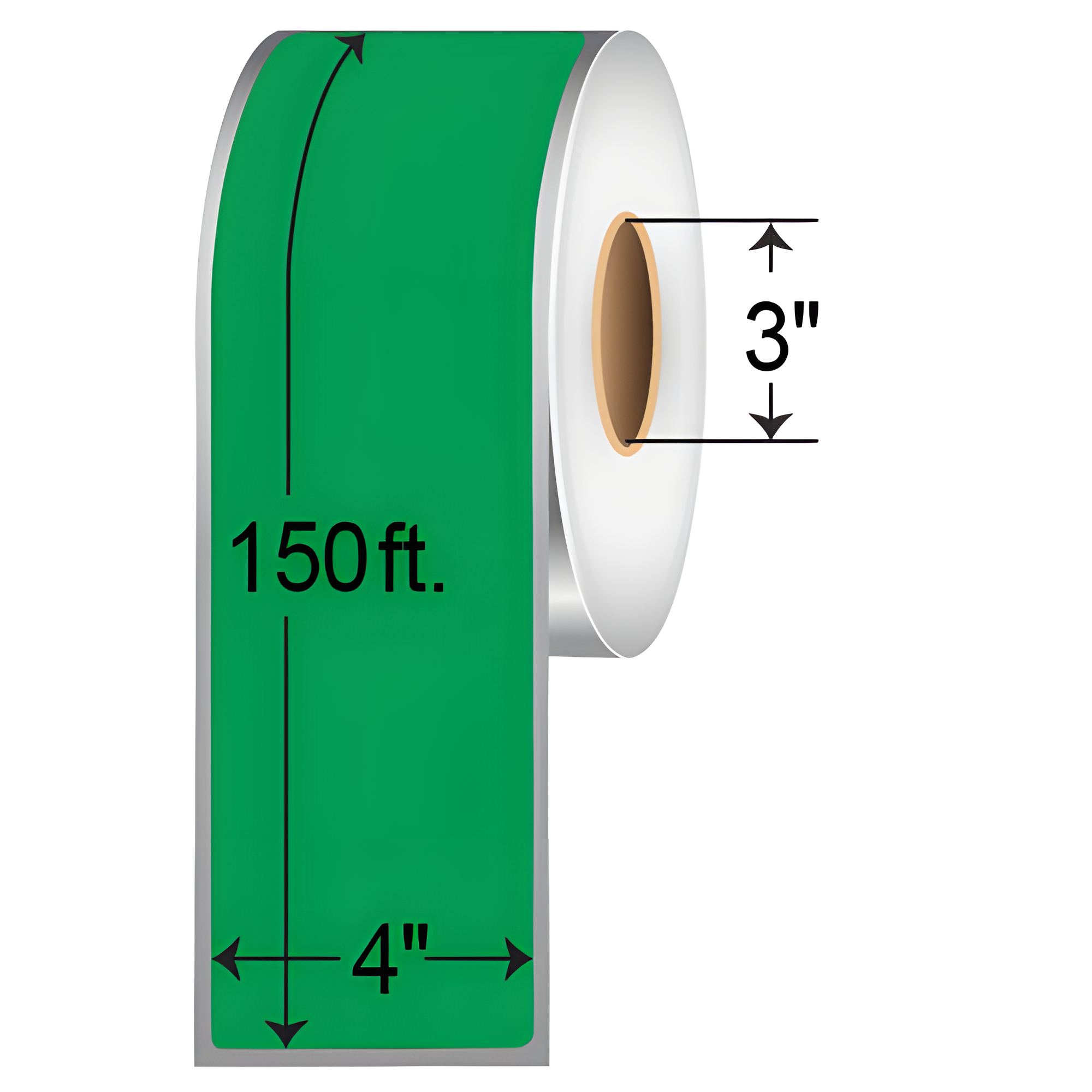 BarcodeFactory 4x150' TT Pipe Labels [Green] 4X150-GREEN