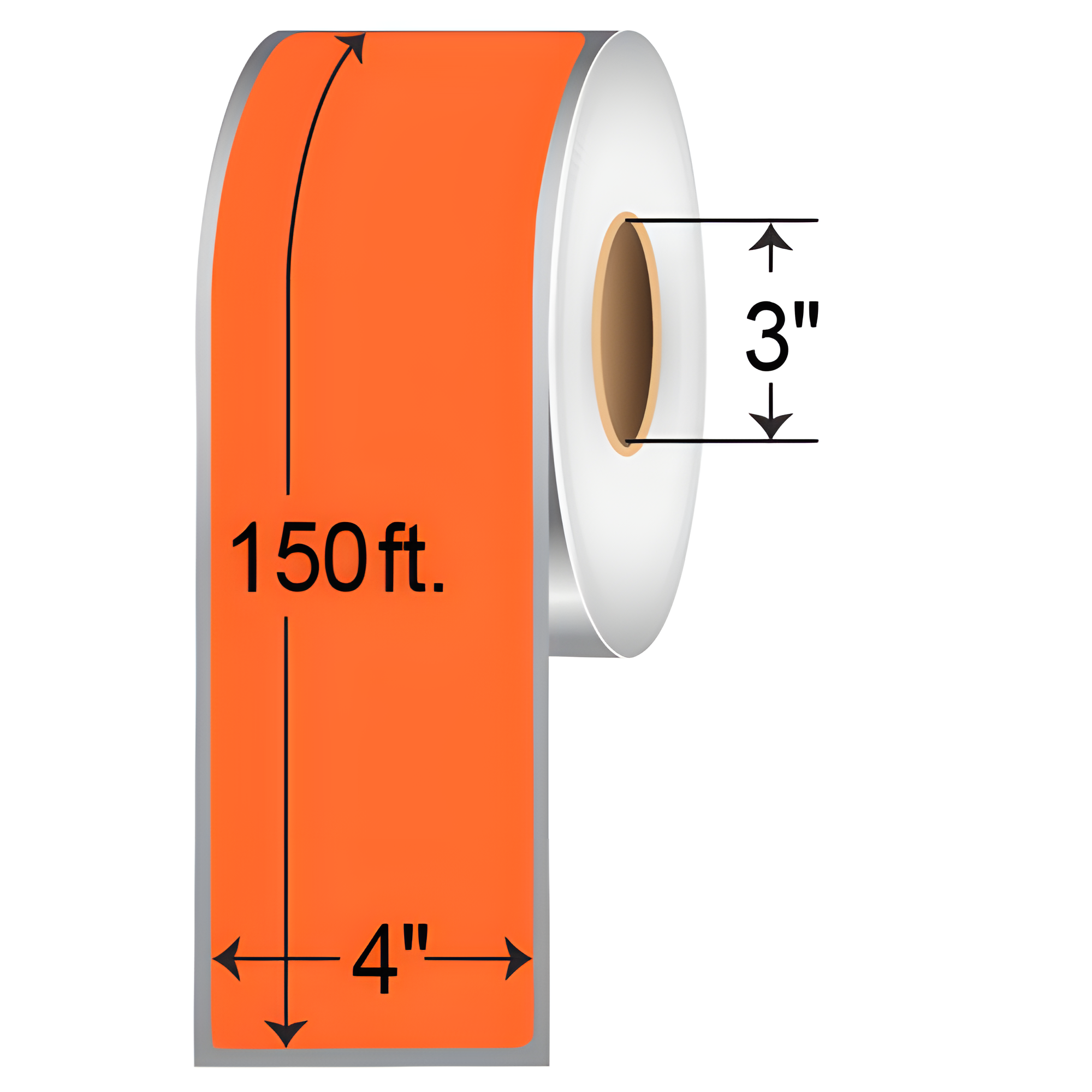 BarcodeFactory 4x150' Orange TT Pipe Labels 4X150-OR