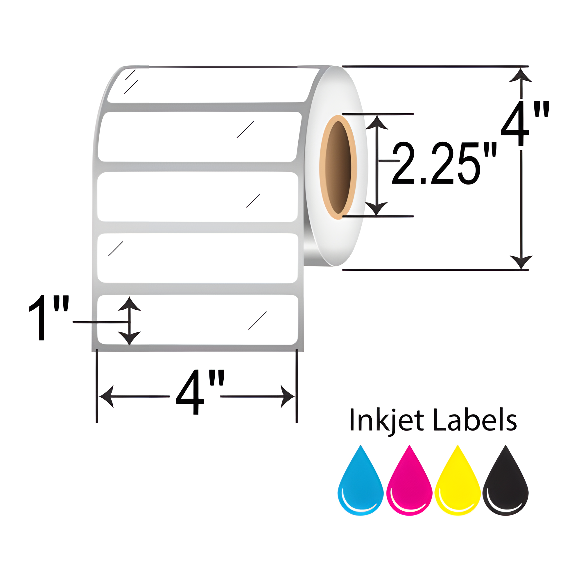 BarcodeFactory 4x1 Gloss Paper Inkjet Label [Non-Perforated] IJG-4-1-900-225-NP