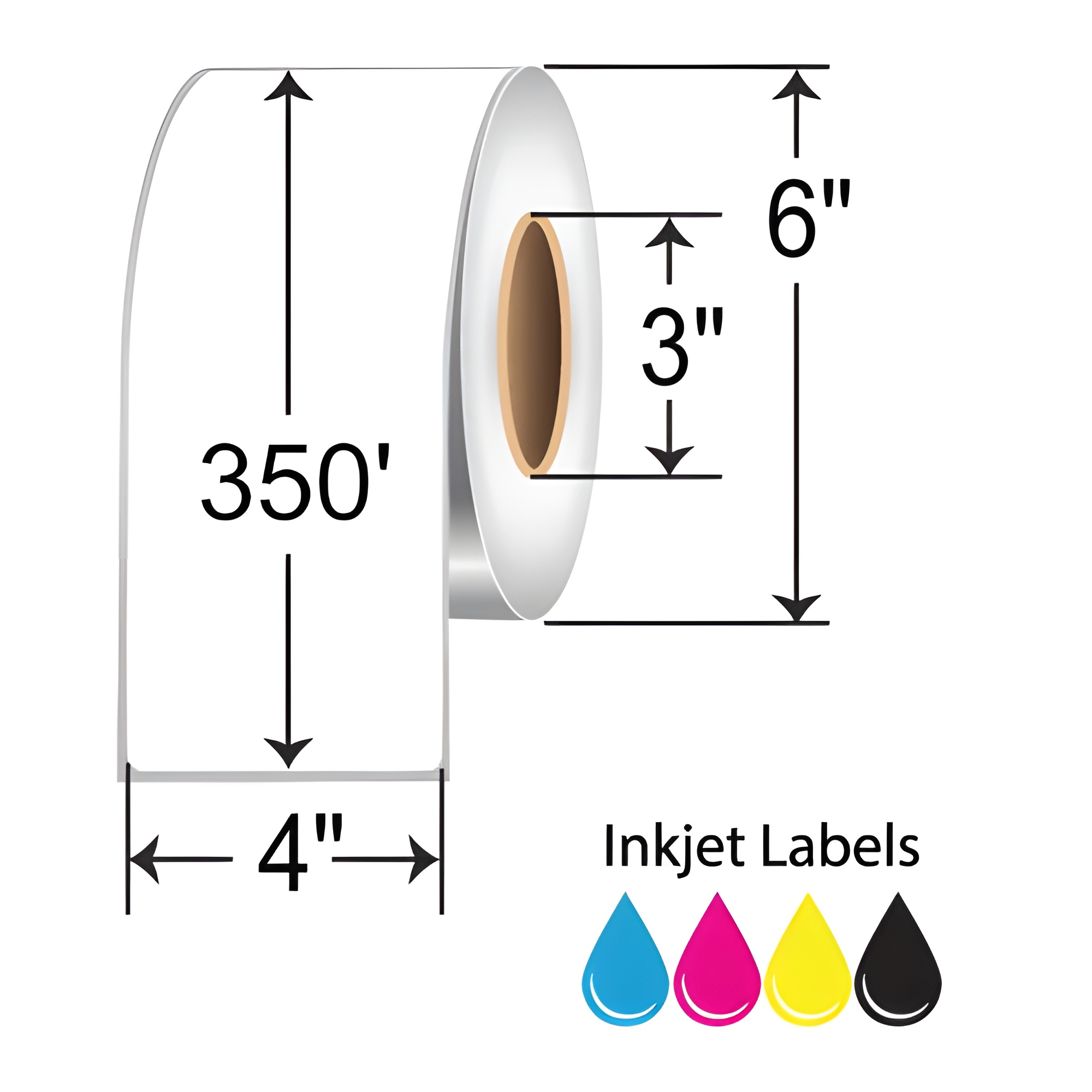 BarcodeFactory 4x350' Inkjet High-Gloss Film Label L-IJ-GF4350CR-36