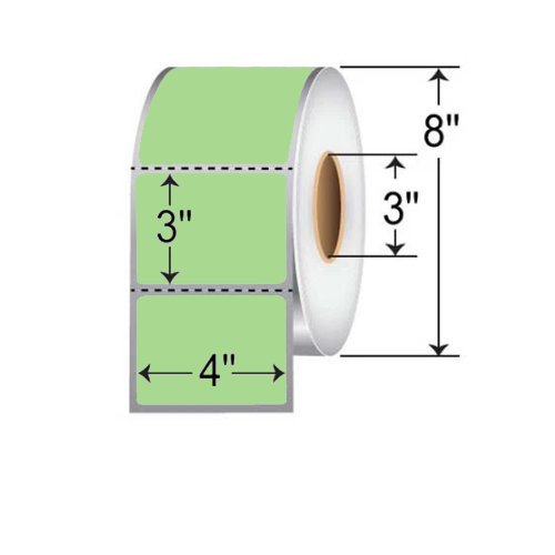 Barcodefactory 4x3  TT Label [Perforated, Green] 640-TTT-4-3P-GREEN