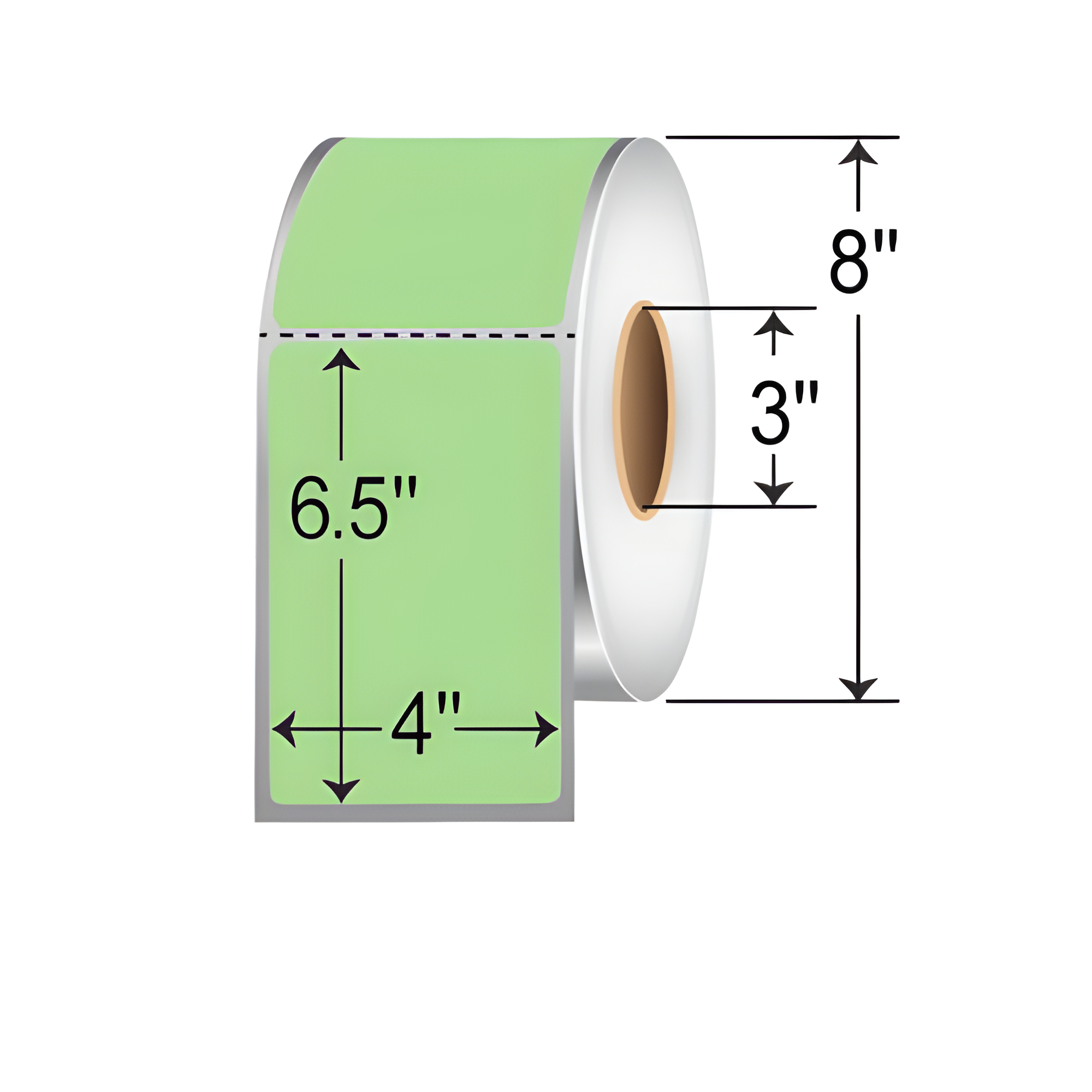 Barcodefactory 4x6.5  TT Label [Perforated, Green] 640-TTT-4-65P-GREEN