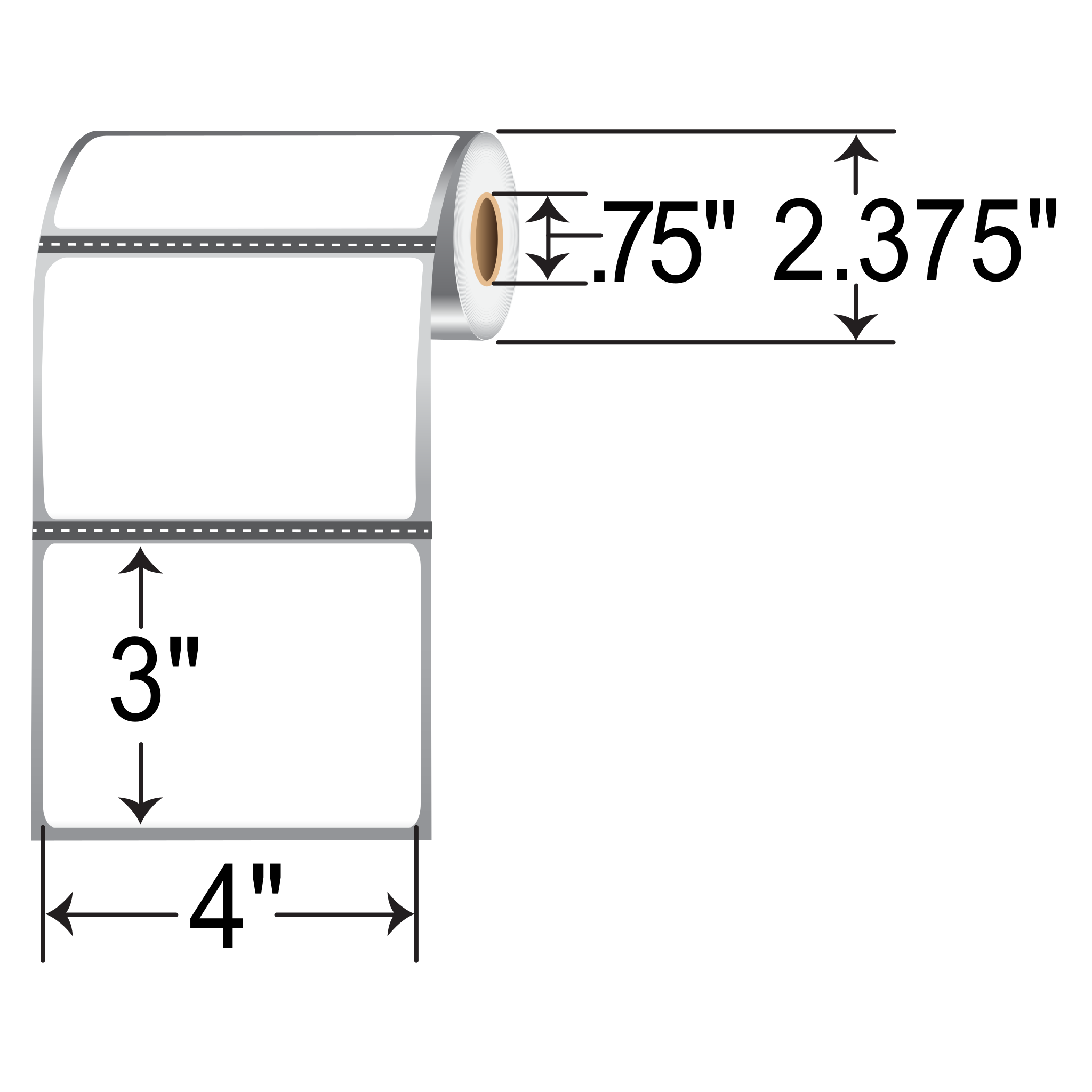 Barcodefactory 4x3  DT Label [Premium Top Coated, Perforated, for Mobile, Black Mark Sensing] 510724