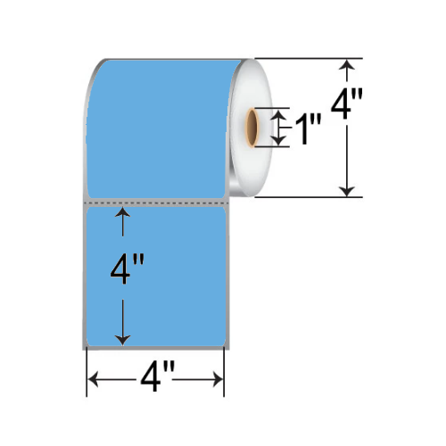 Barcodefactory 4x4  DT Label [Perforated, Blue] RD-4-4-380-BL-EA