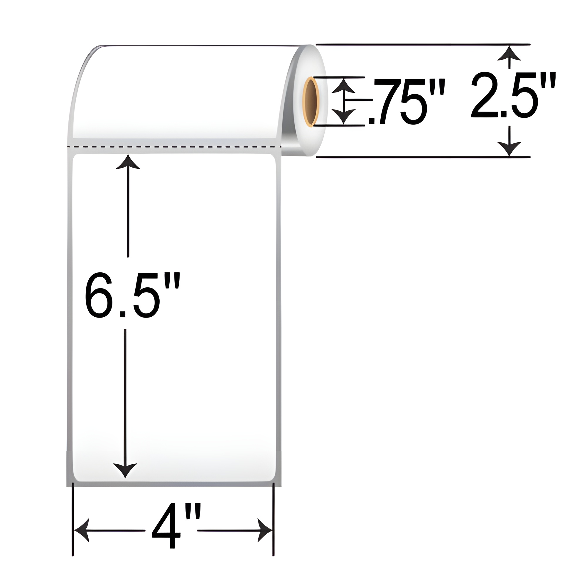 Barcodefactory 4x6.5  DT Label [Premium Top Coated, Perforated, for Mobile] RD-4-65-90-075