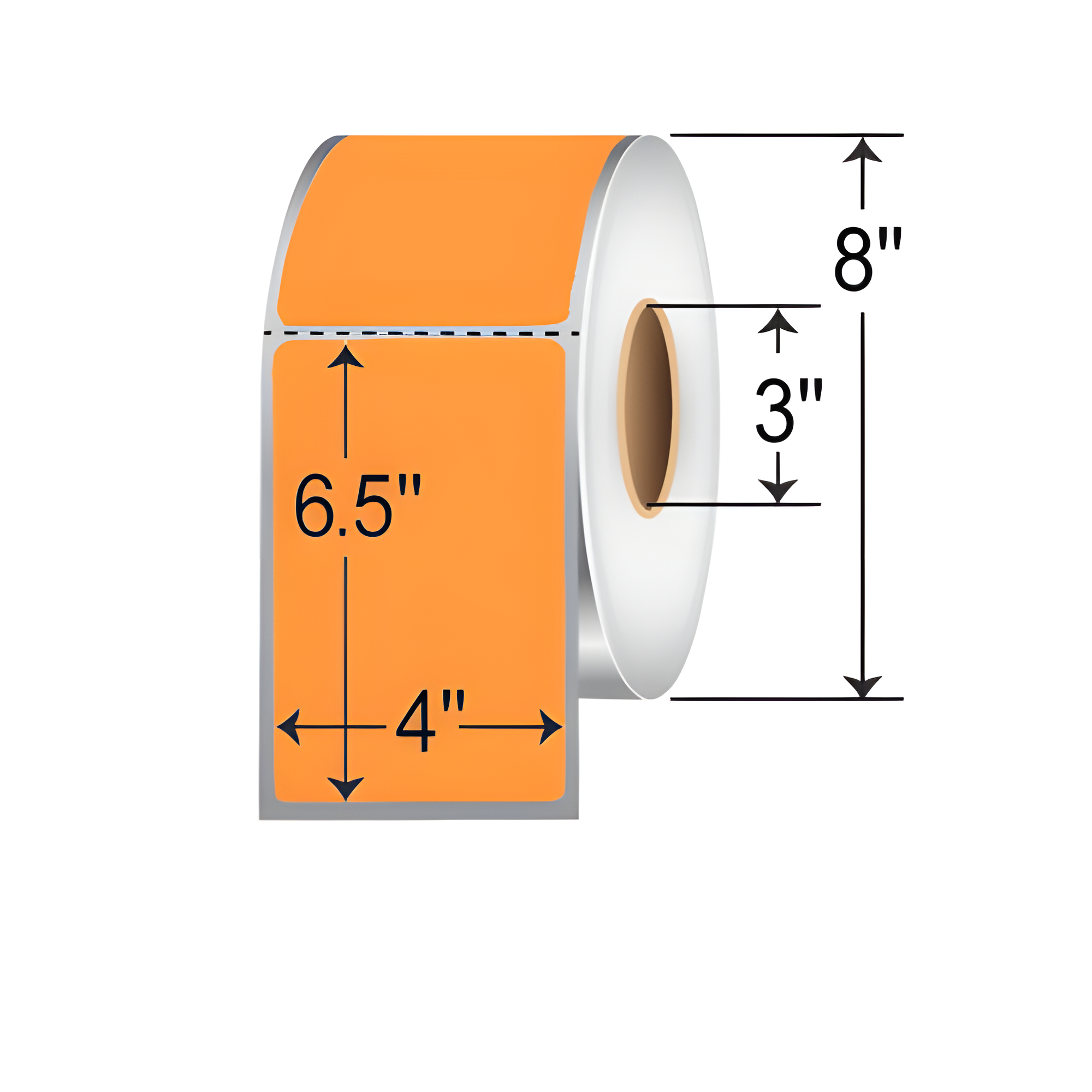 Barcodefactory 4x6.5  TT Label [Perforated, Orange] 640-TTT-4-65P-ORANGE