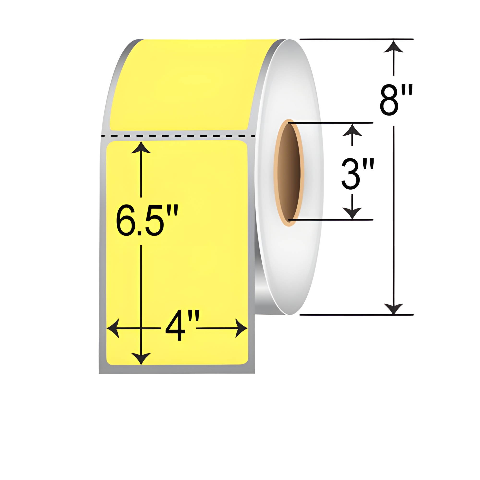 Barcodefactory 4x6.5  TT Label [Perforated, Yellow] RFC-4-65-900-YL