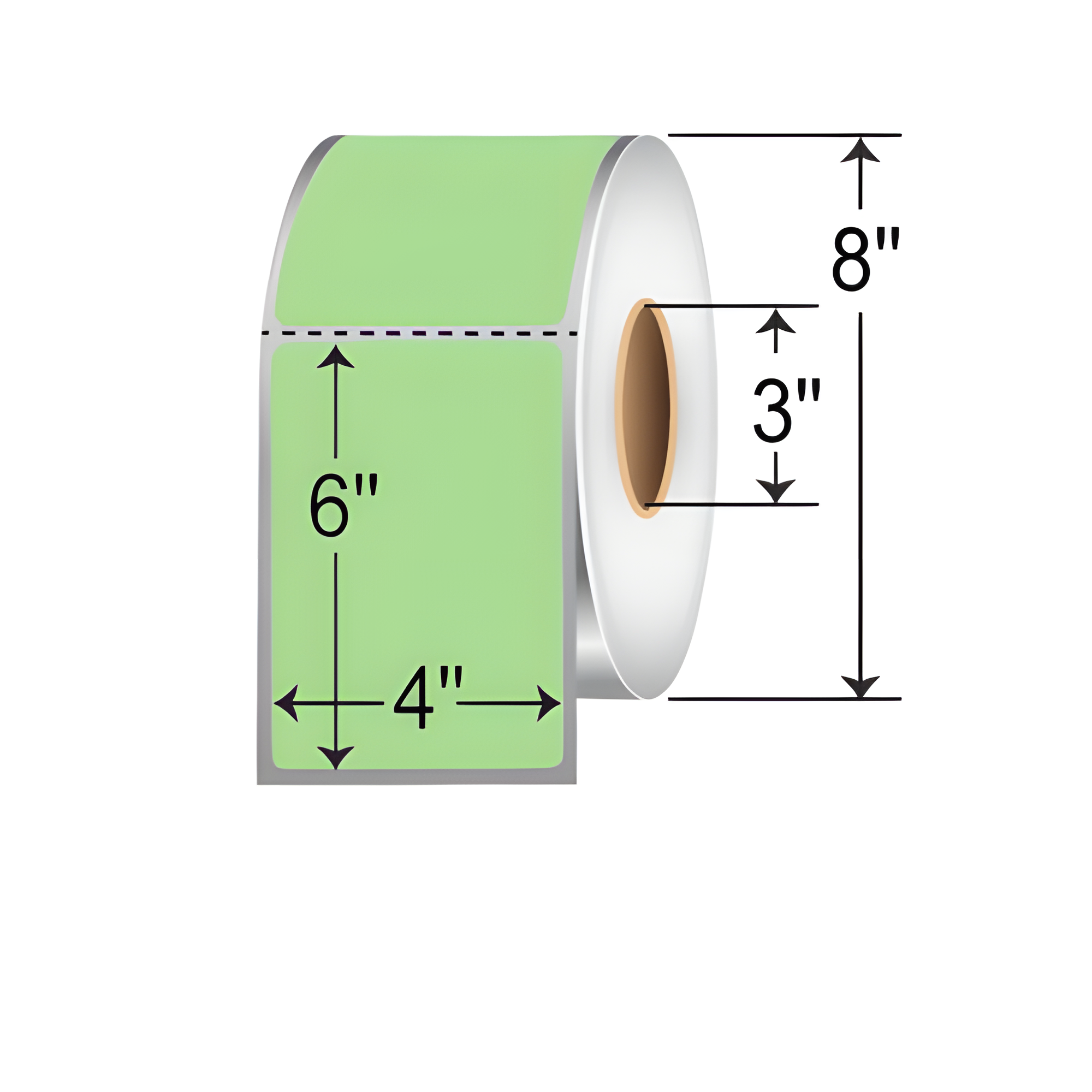 Barcodefactory 4x6  DT Label [Perforated, Green] 835-TDT-4-6P-GREEN