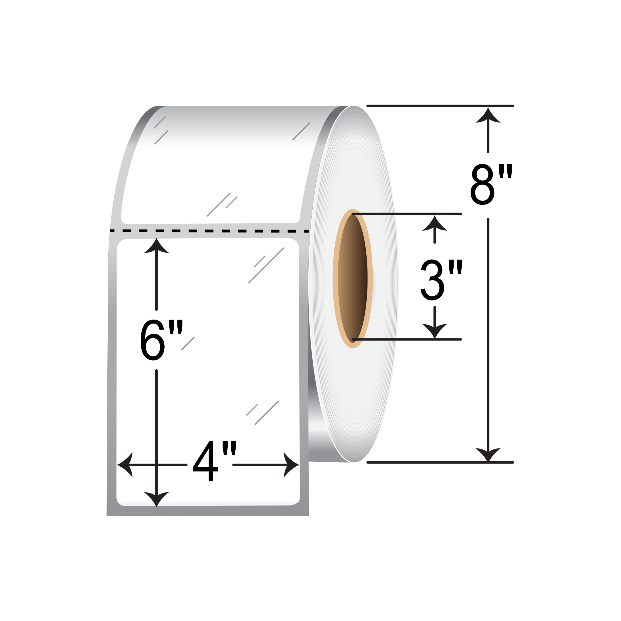 Barcodefactory 4x6 Polyester TT Label [Ultra Aggressive, Perforated] L-ZP-40601P