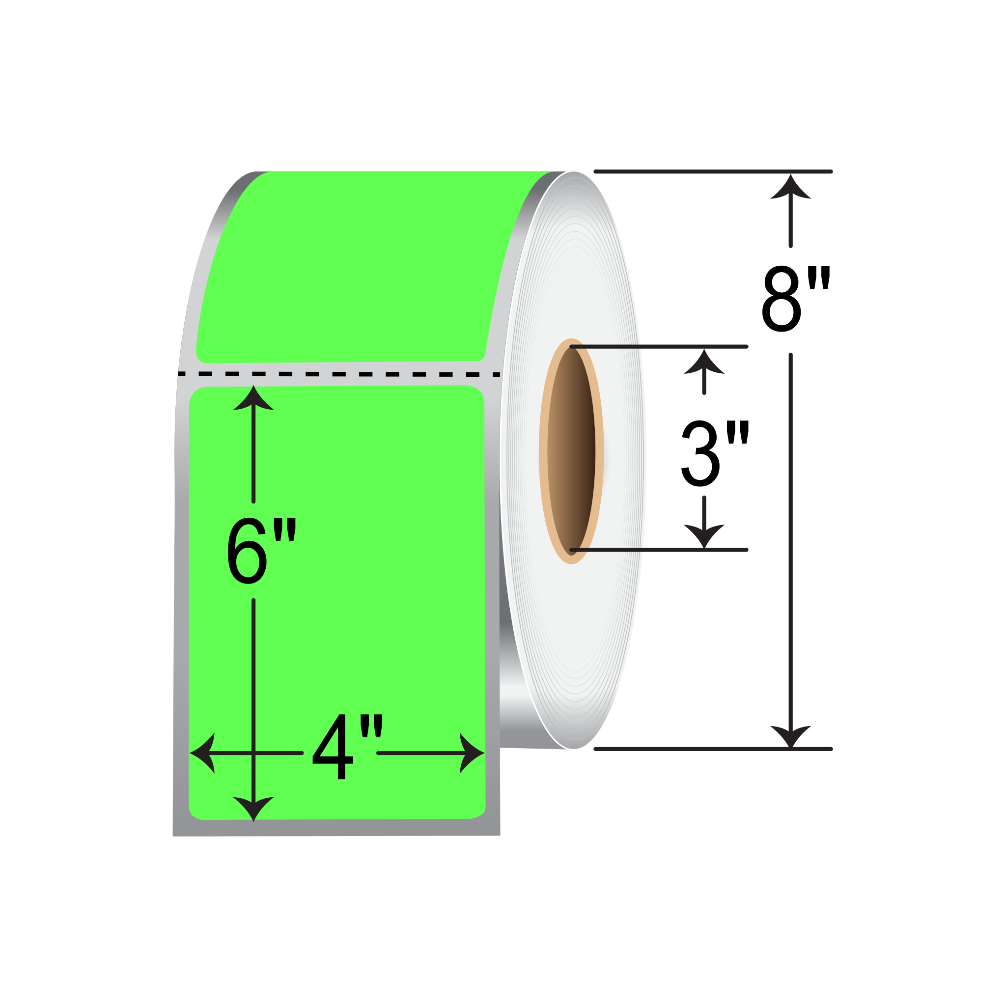 TSC 4x6  TT Label [Perforated, Fluorescent Green] TT-400600G-8-03