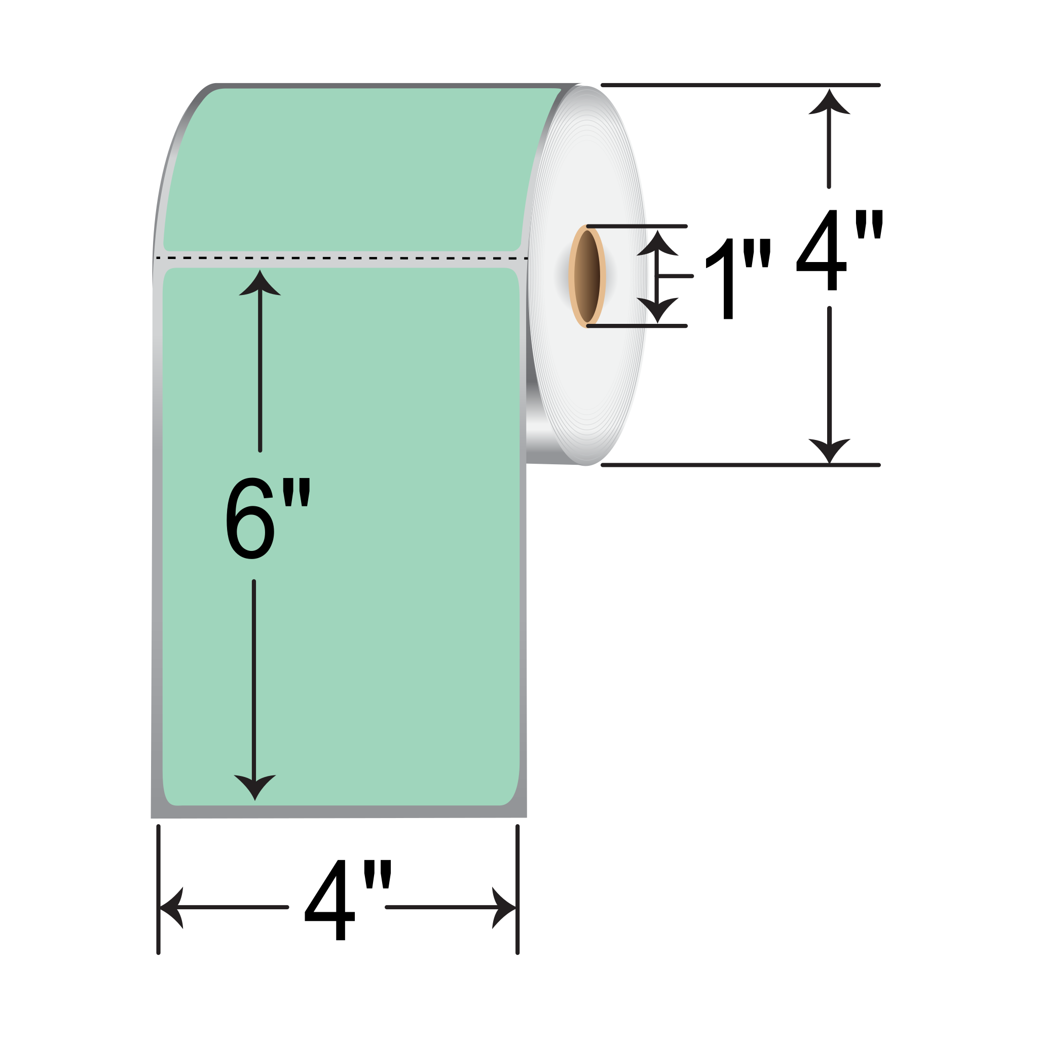 Barcodefactory 4x6  DT Label [Perforated, Green] RD-4-6-250-GR