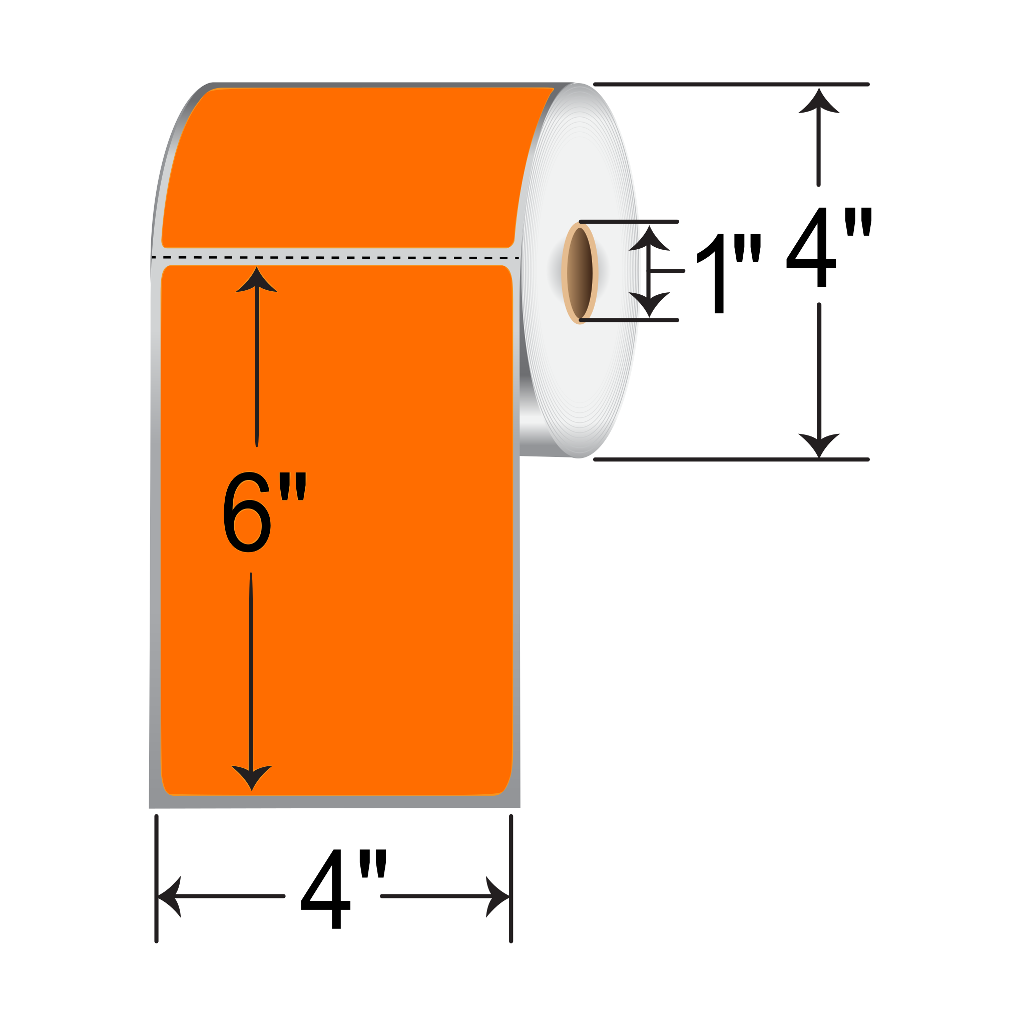 Barcodefactory 4x6  DT Label [Perforated, Orange] RD-4-6-250-OR