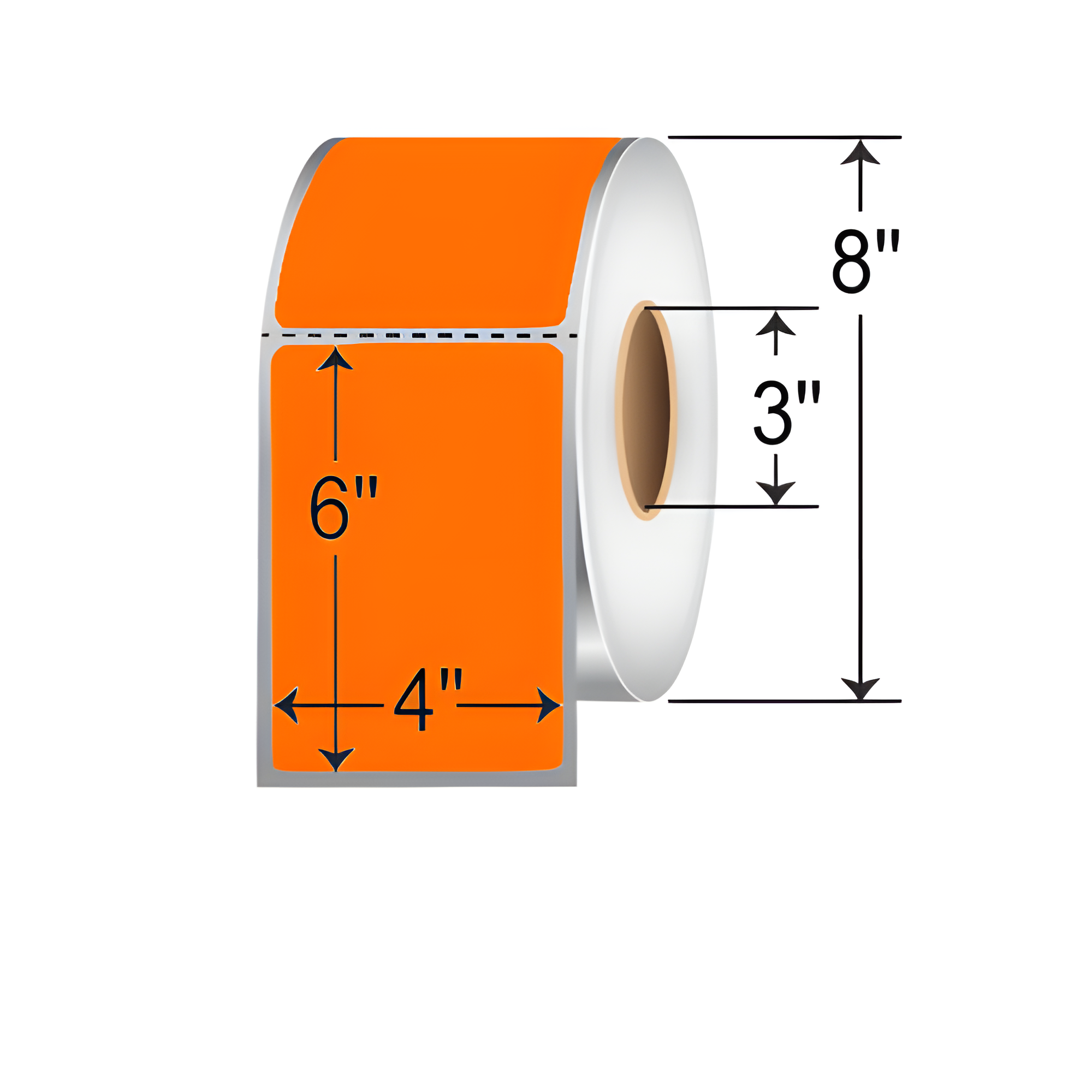RD-4-6-1000-OR - Barcodefactory 4x6 DT Label [Perforated, Orange]